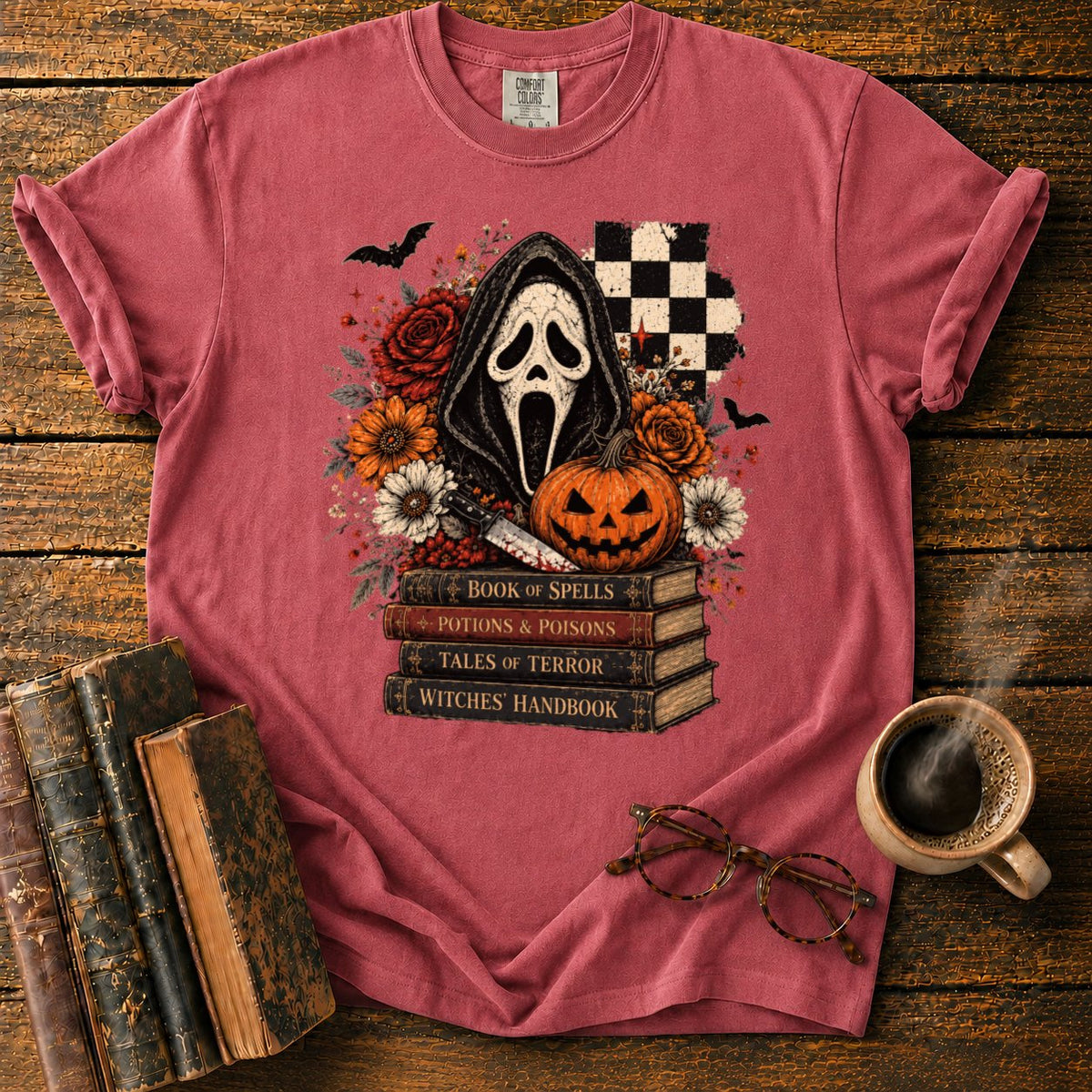 Ghostface Halloween Still Life T-Shirt in Watermelon – BooksThreads