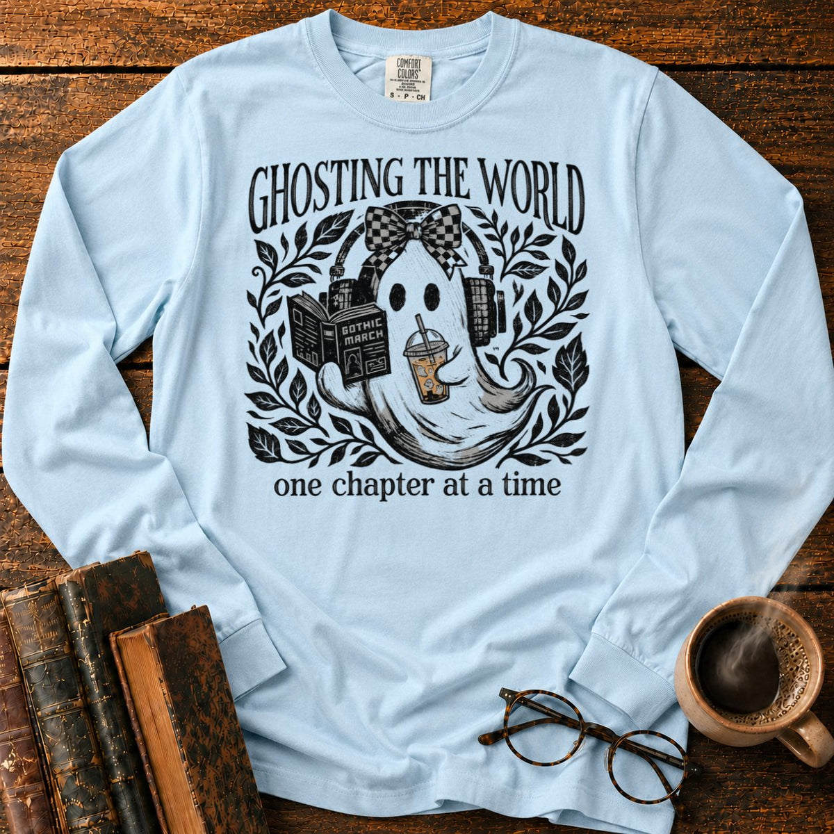 Ghosting The World, One Chapter LS T-Shirt in Chambray – BooksThreads