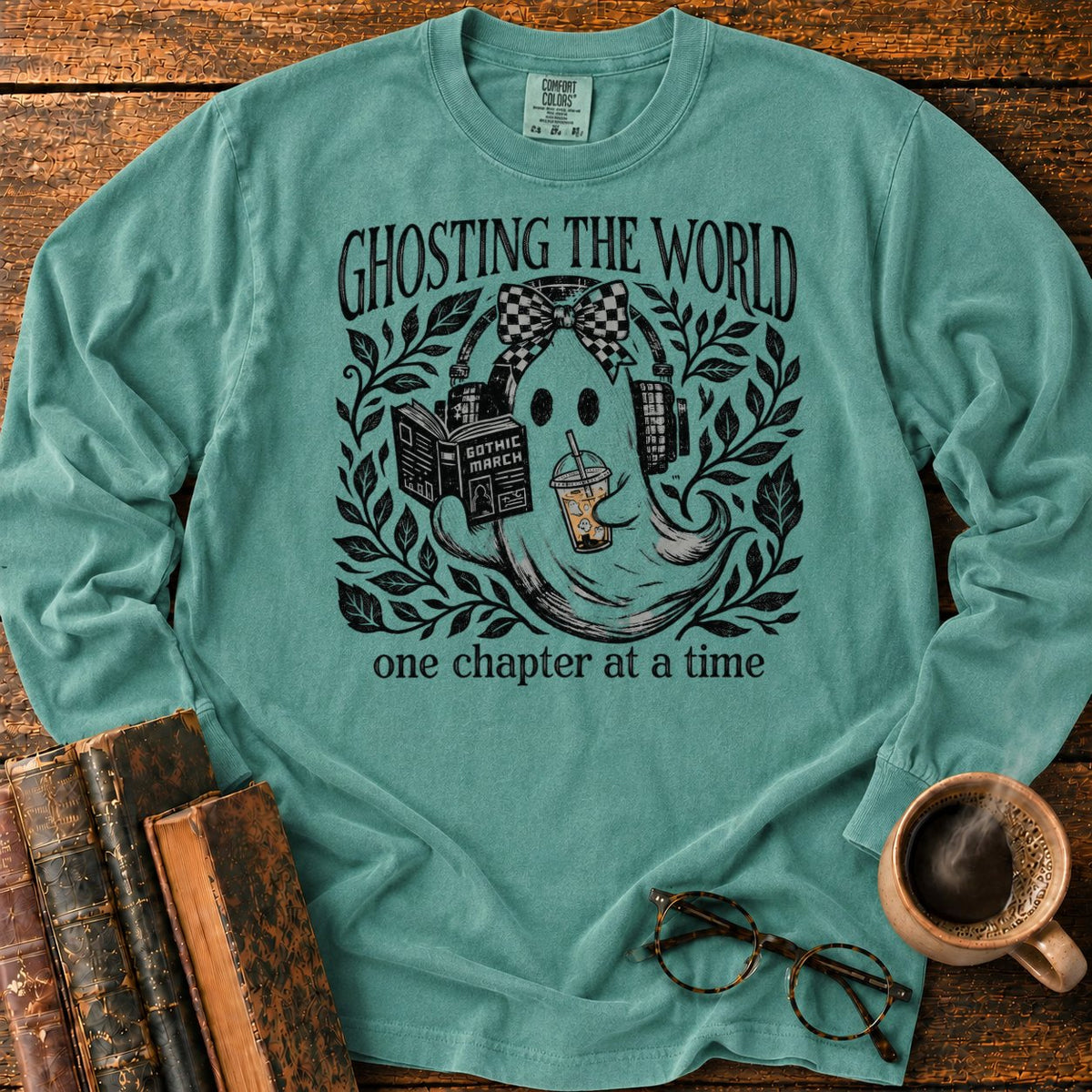 Ghosting The World, One Chapter LS T-Shirt in Light Green – BooksThreads
