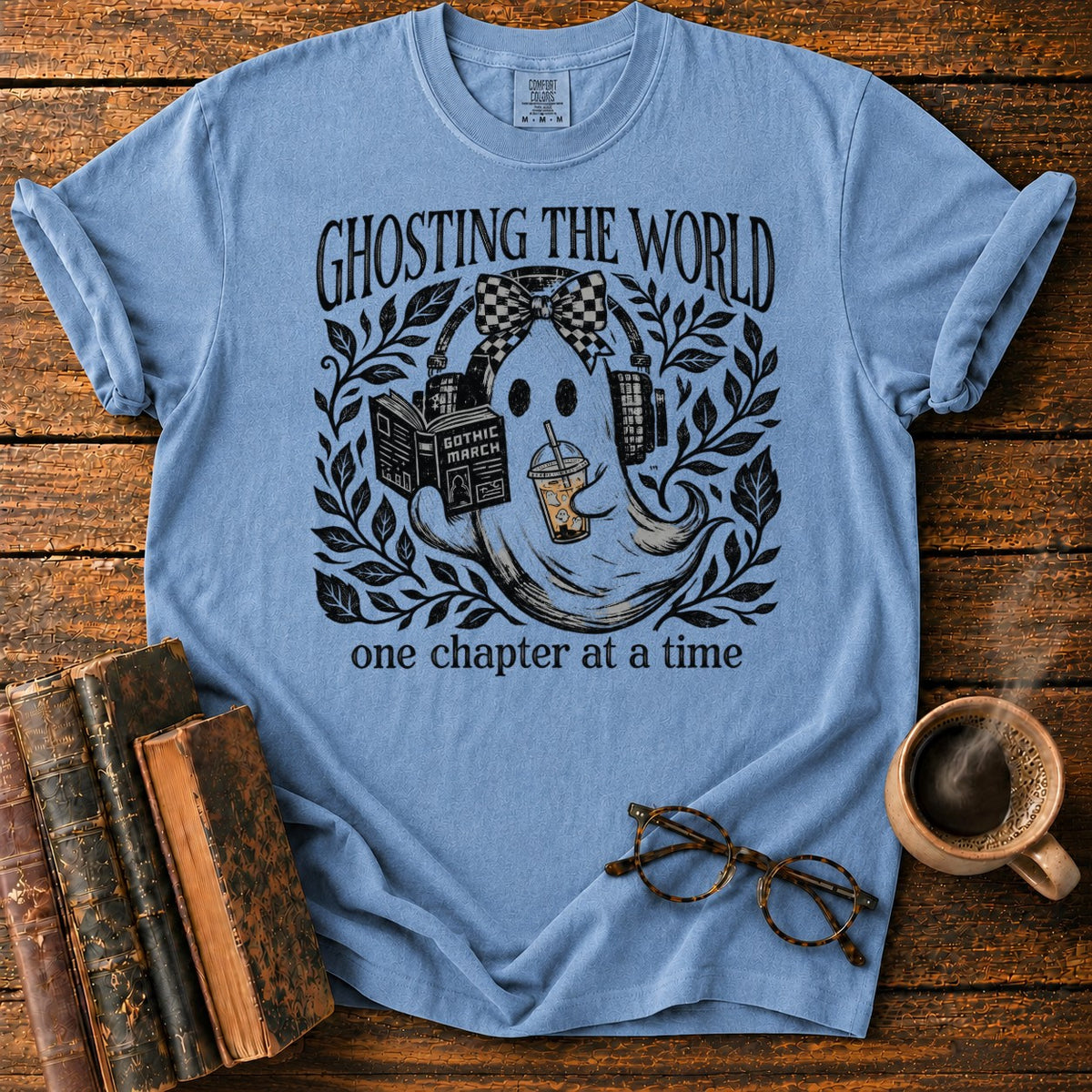 Ghosting The World, One Chapter T-Shirt in Blue Jean – BooksThreads