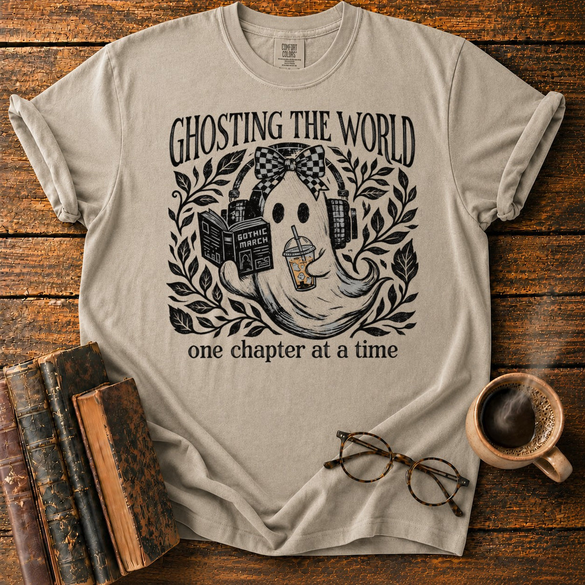 Ghosting The World, One Chapter T-Shirt in Khaki – BooksThreads