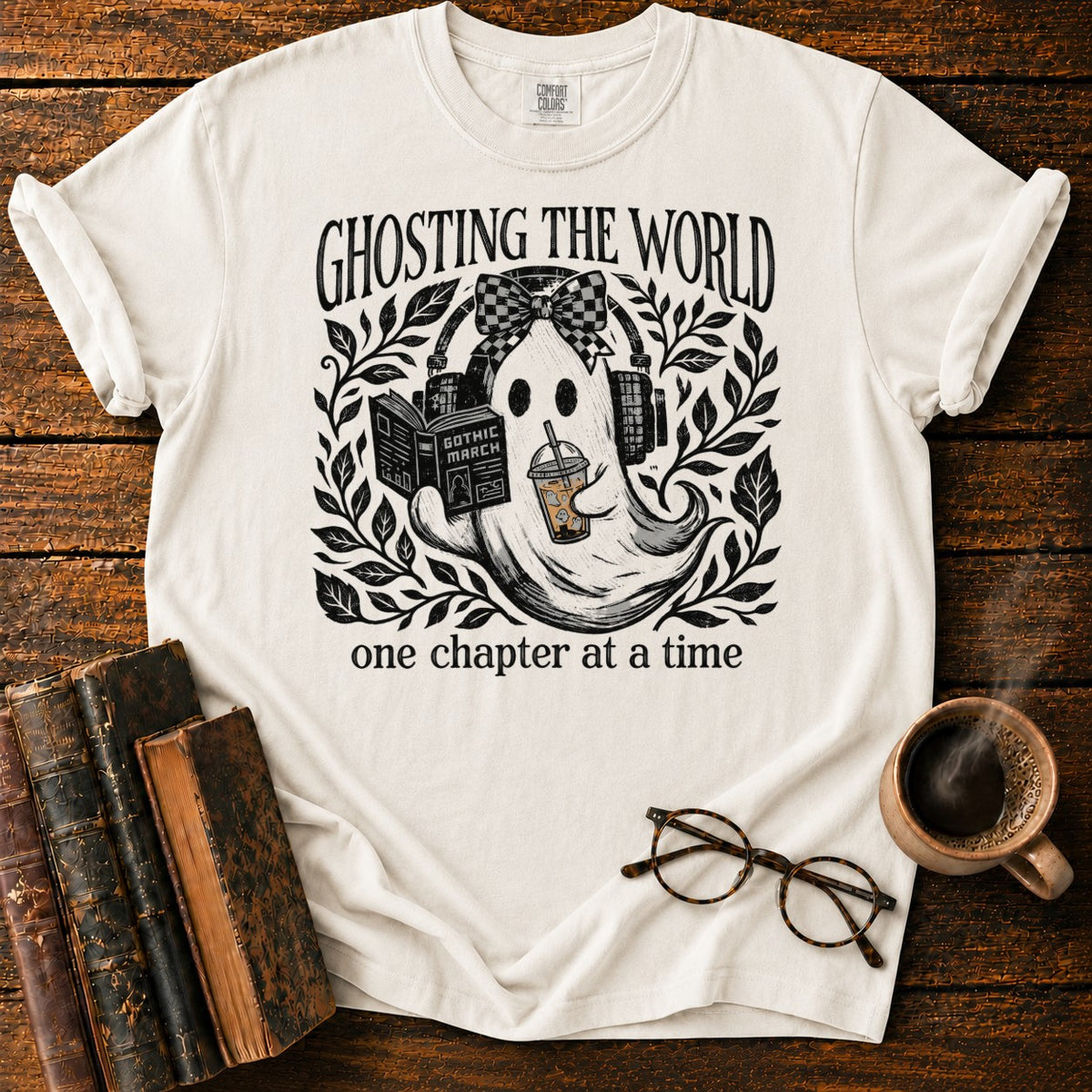 Ghosting The World, One Chapter T-Shirt in White – BooksThreads