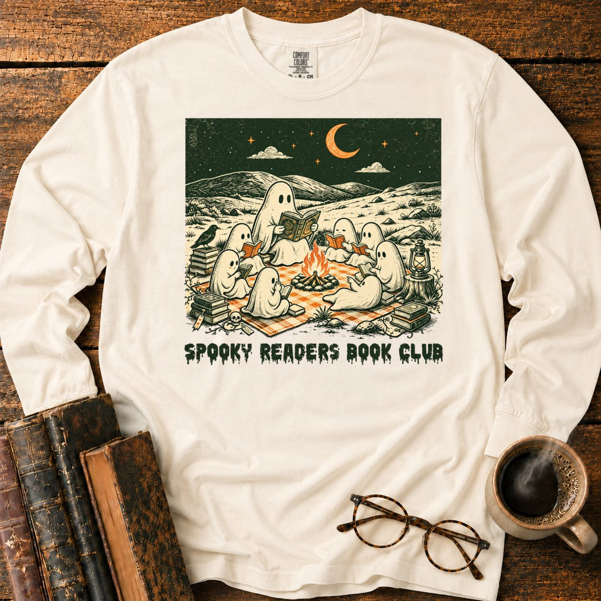 Ghostly Book Club LS T-Shirt in Ivory – BooksThreads