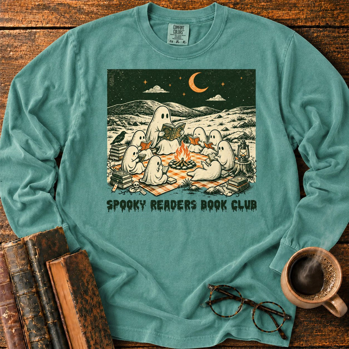 Ghostly Book Club LS T-Shirt in Light Green – BooksThreads