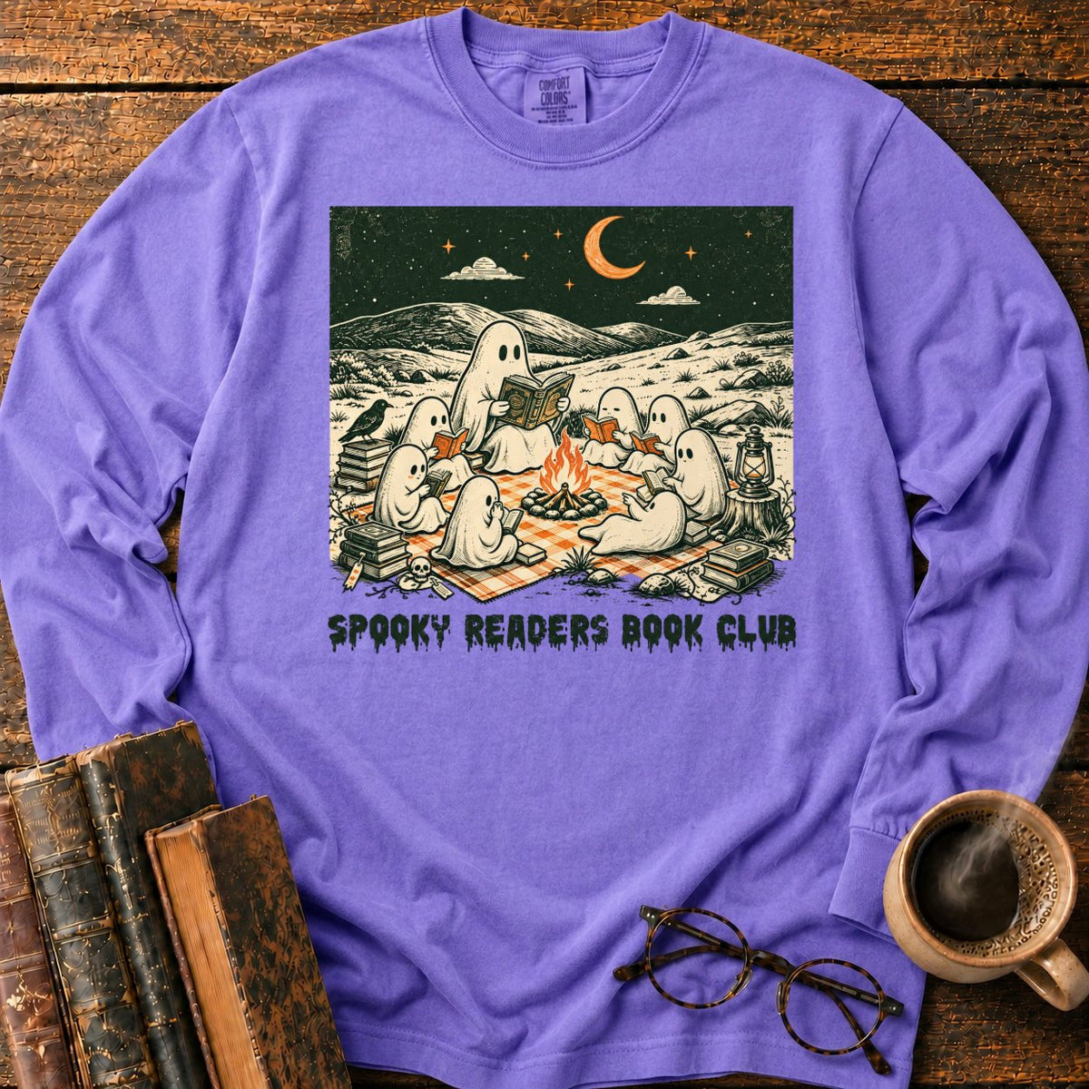 Ghostly Book Club LS T-Shirt in Violet – BooksThreads