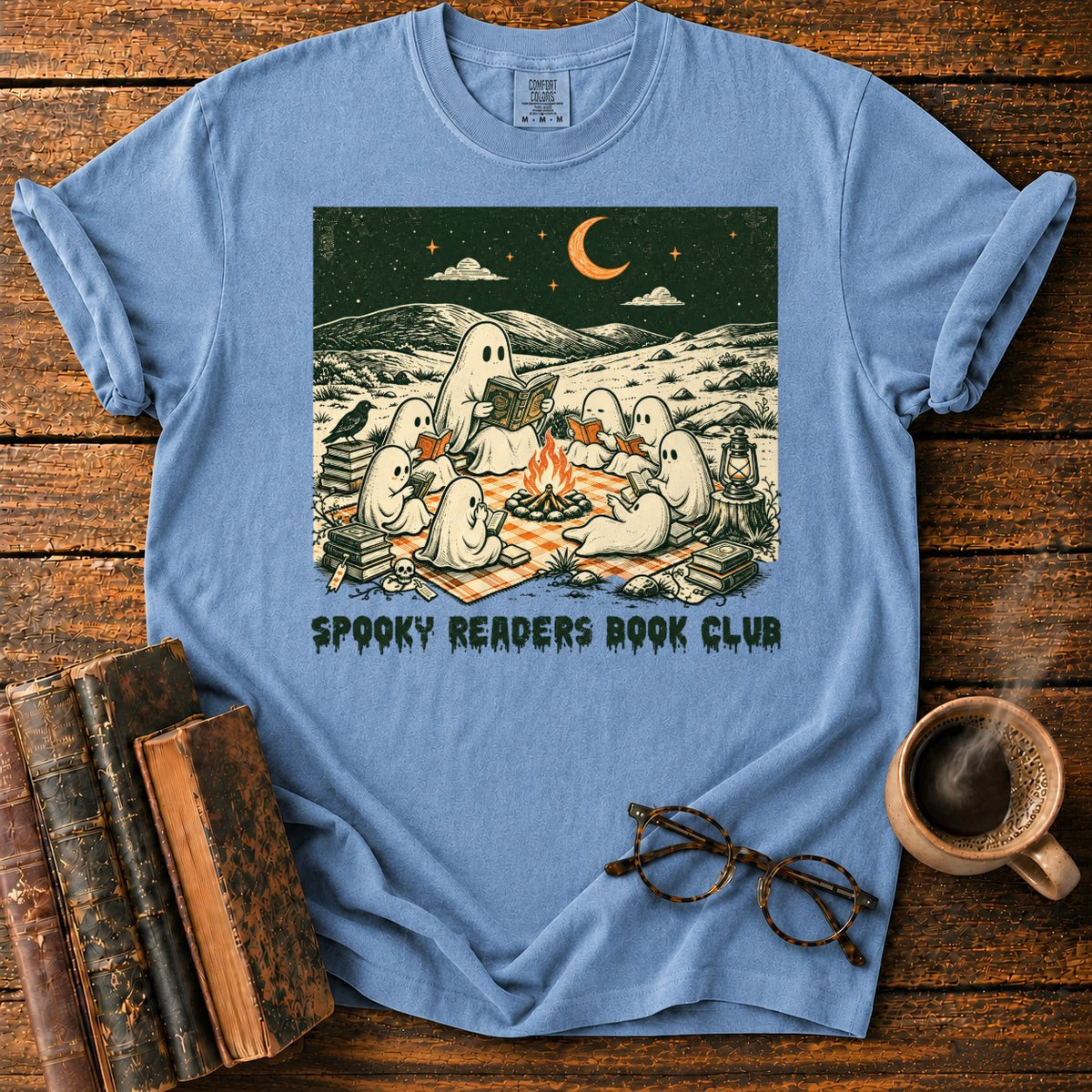 Ghostly Book Club T-Shirt in Blue Jean – BooksThreads