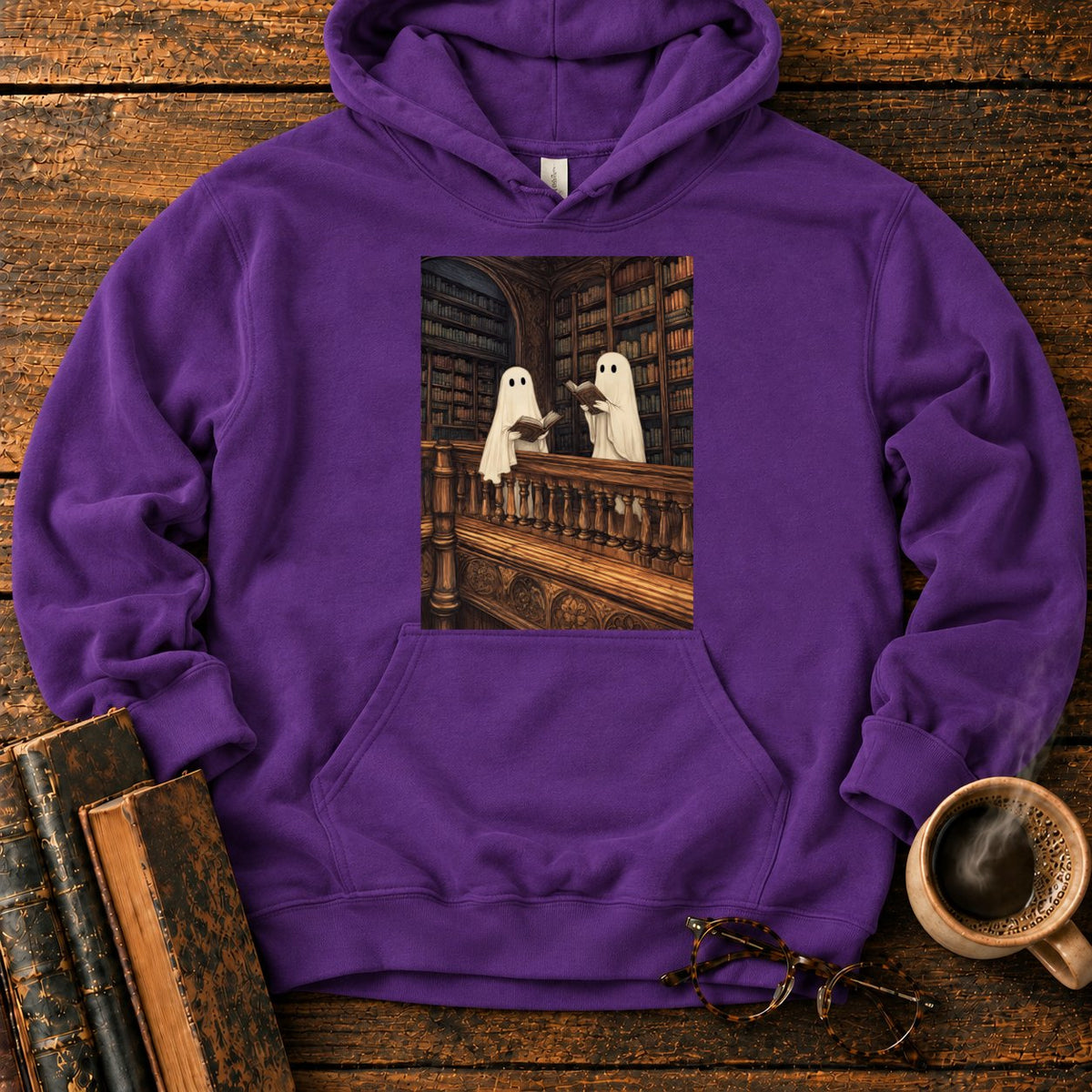 Ghosts Reading Library Balcony Hoodie in Purple – BooksThreads
