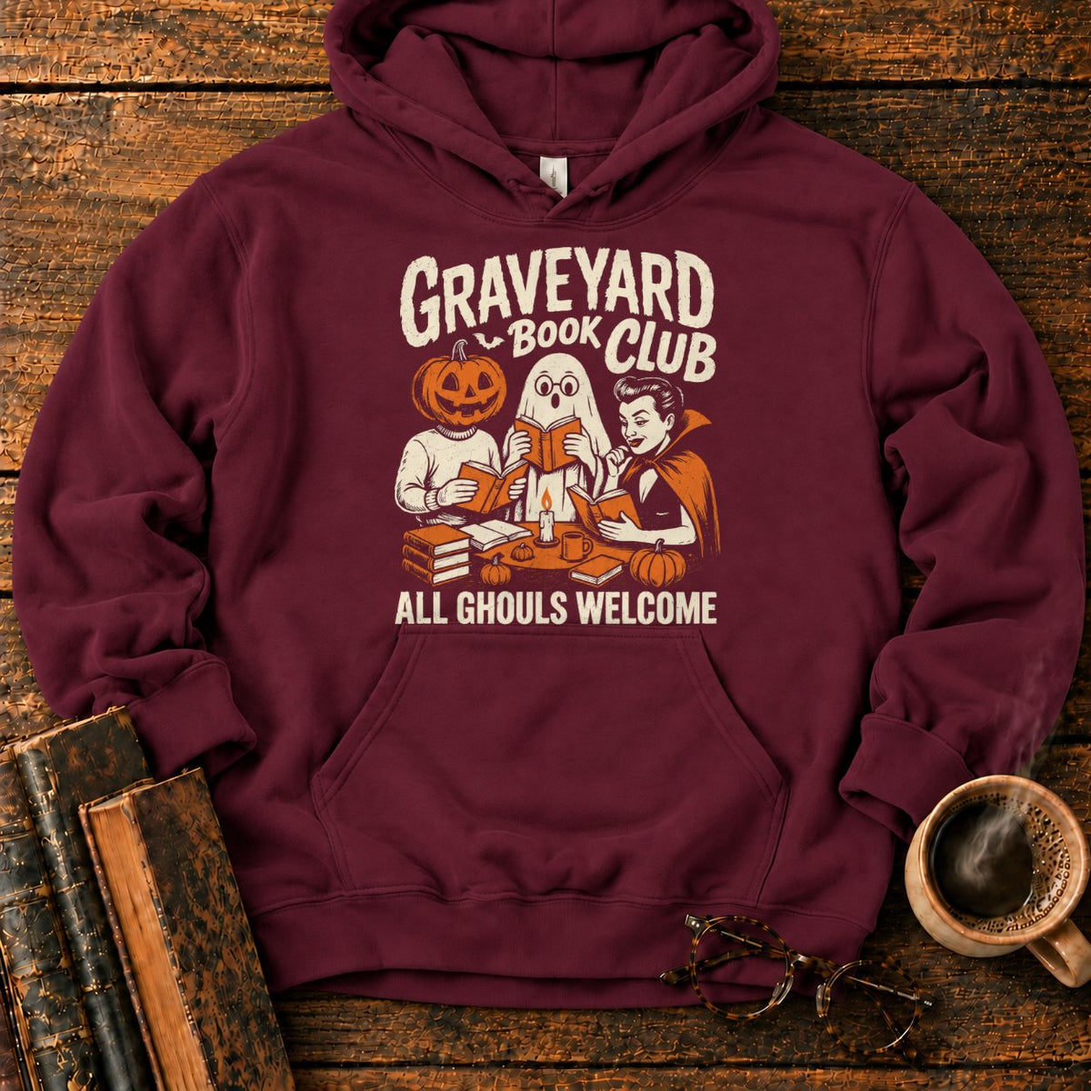 Graveyard Book Club Hoodie in Maroon – BooksThreads