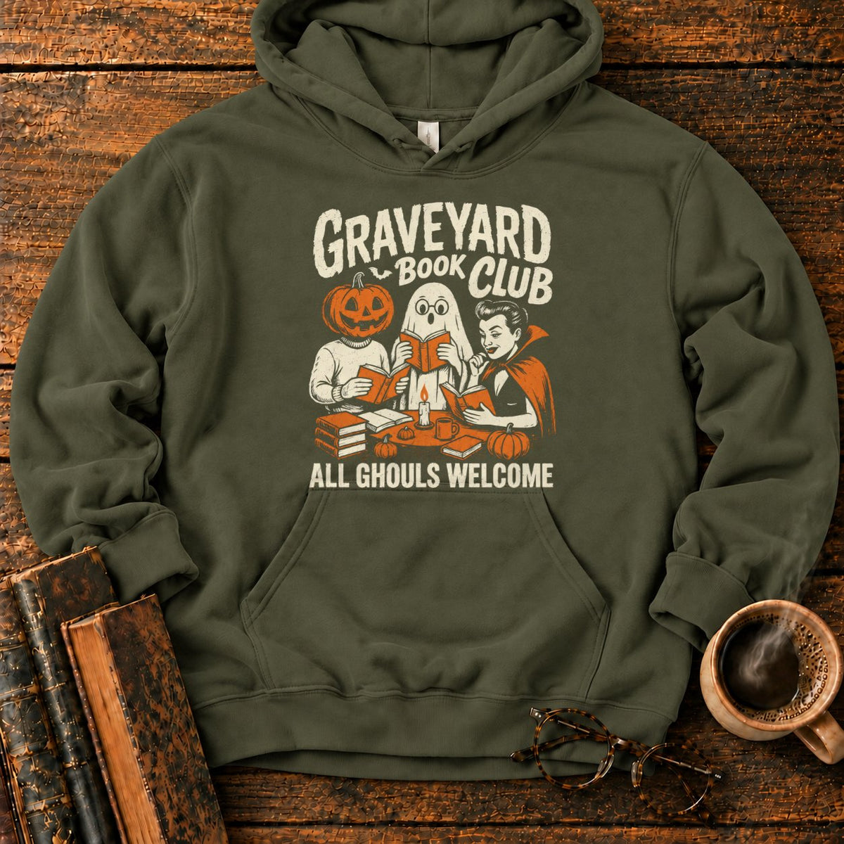 Graveyard Book Club Hoodie in Military Green – BooksThreads
