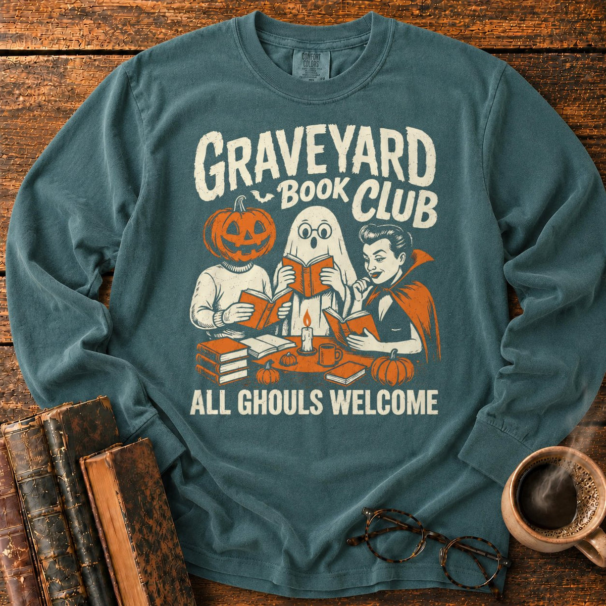 Graveyard Book Club LS T-Shirt in Blue Spruce – BooksThreads