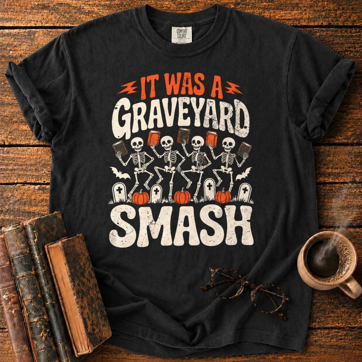 Graveyard Smash Skeletons T-Shirt in Black – BooksThreads