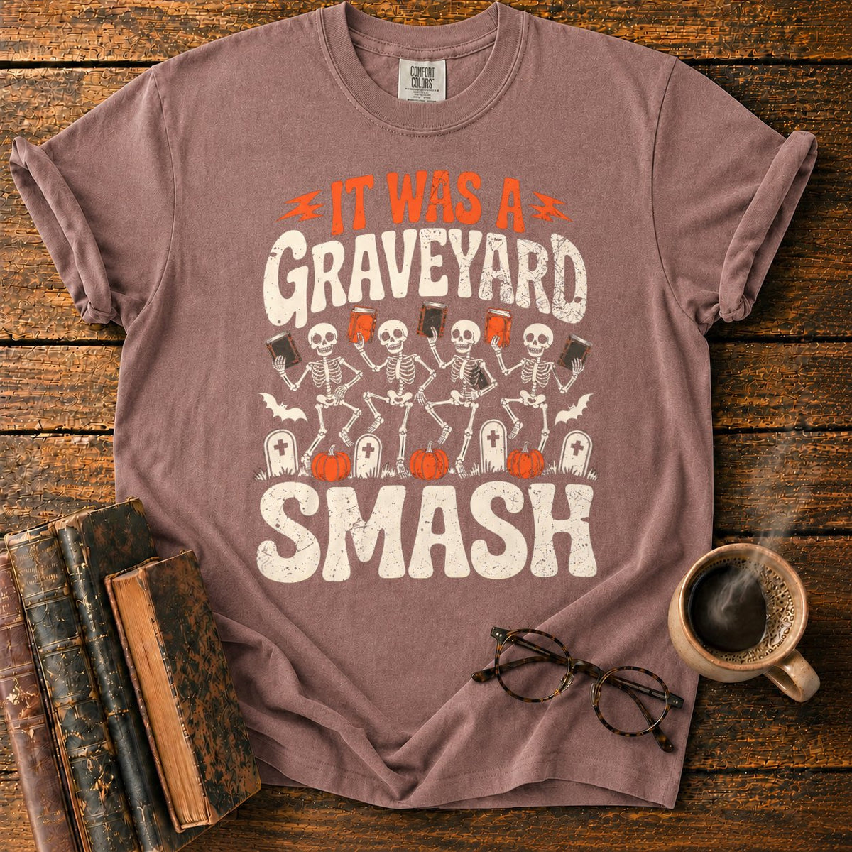 Graveyard Smash Skeletons T-Shirt in Espresso – BooksThreads