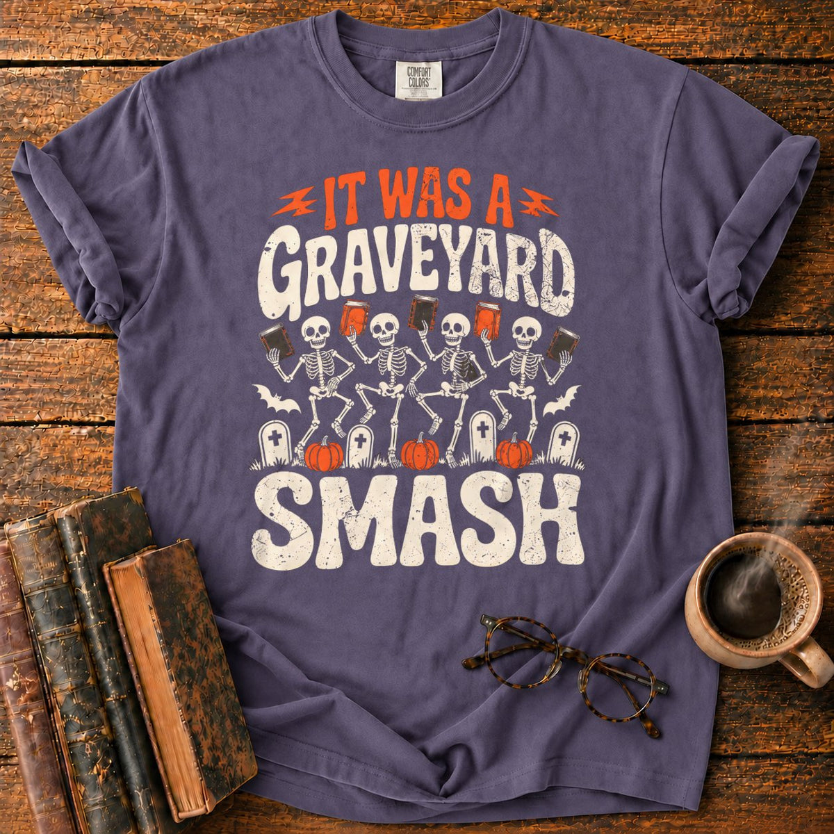 Graveyard Smash Skeletons T-Shirt in Grape – BooksThreads
