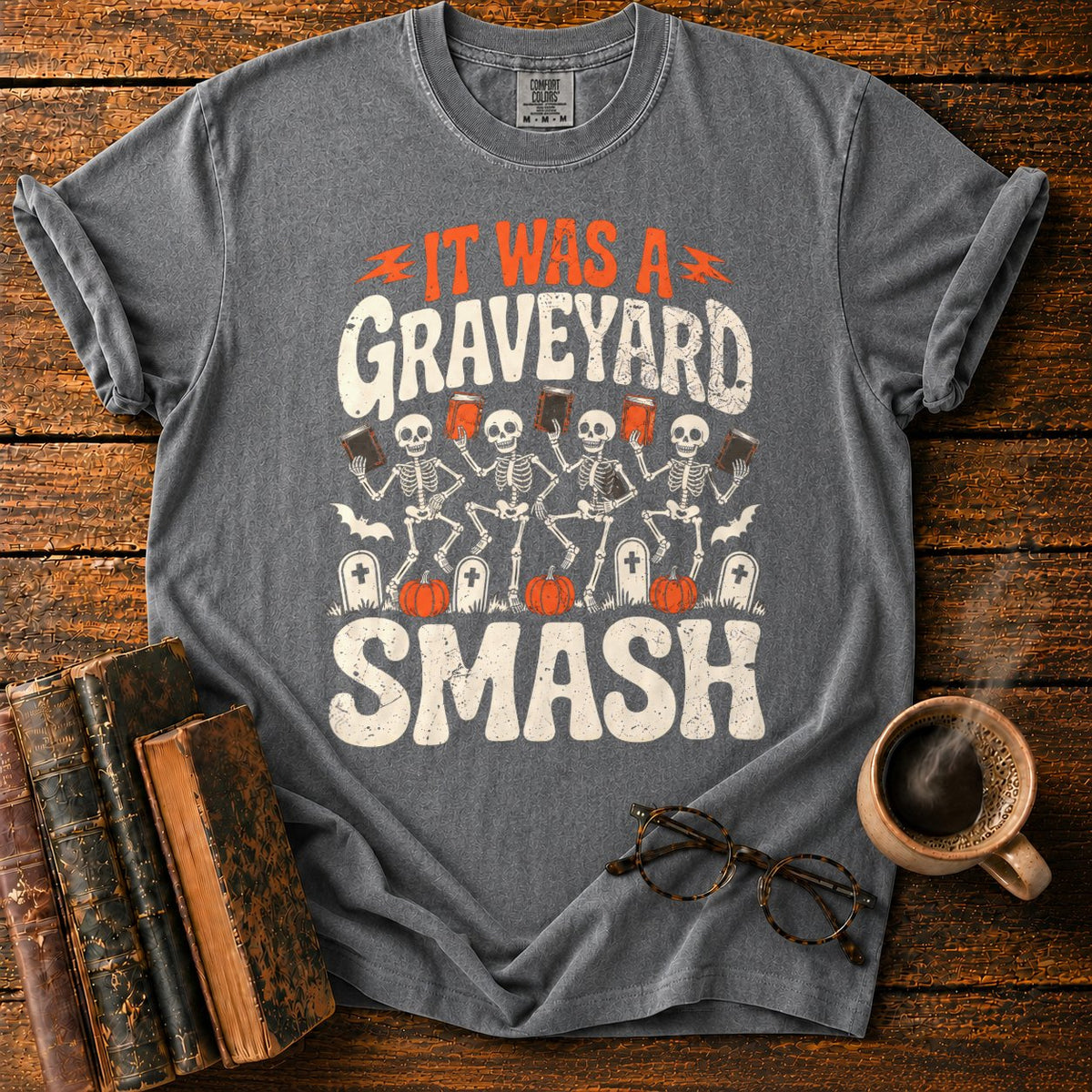 Graveyard Smash Skeletons T-Shirt in Pepper – BooksThreads