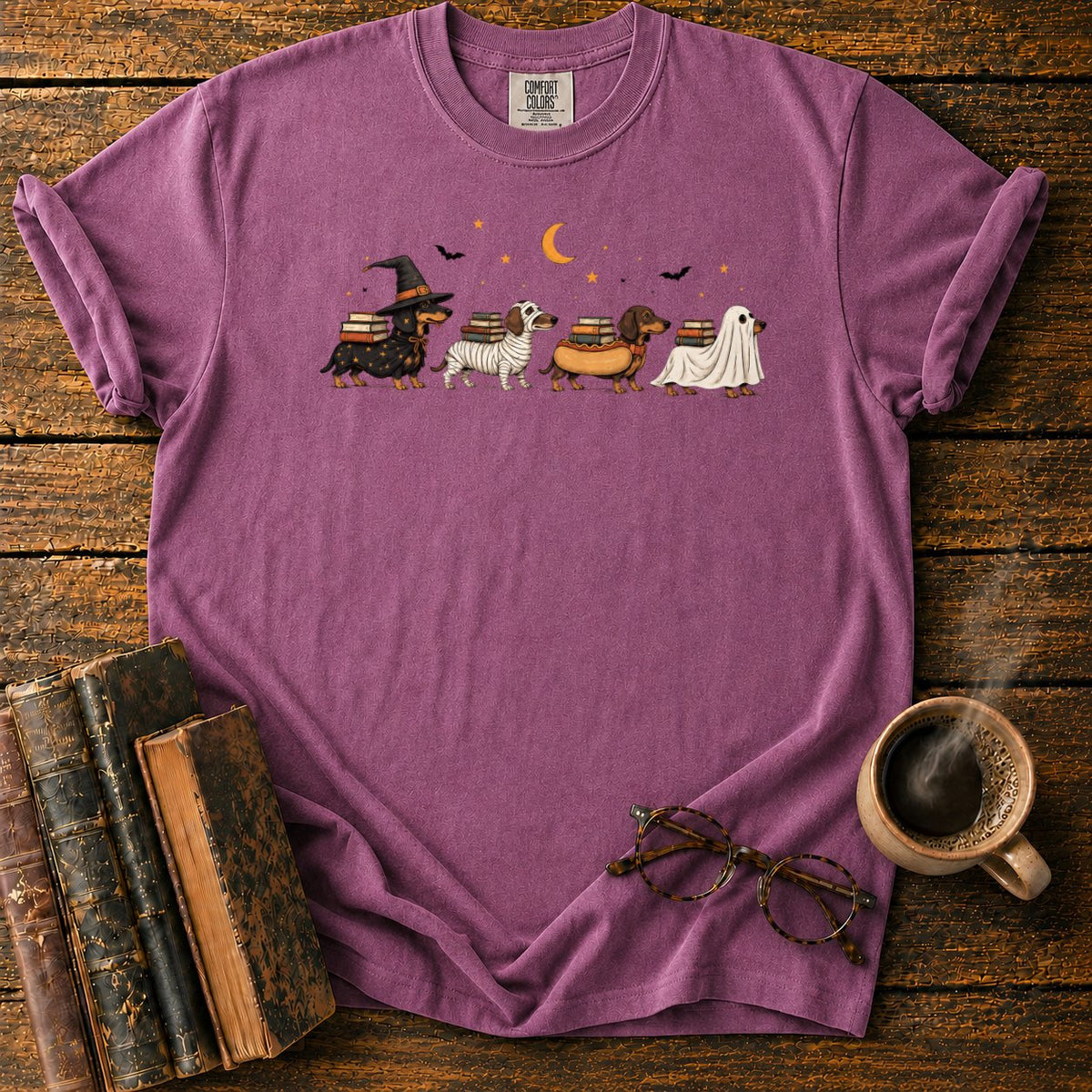 Halloween Dachshund Book Parade T-Shirt in Berry – BooksThreads