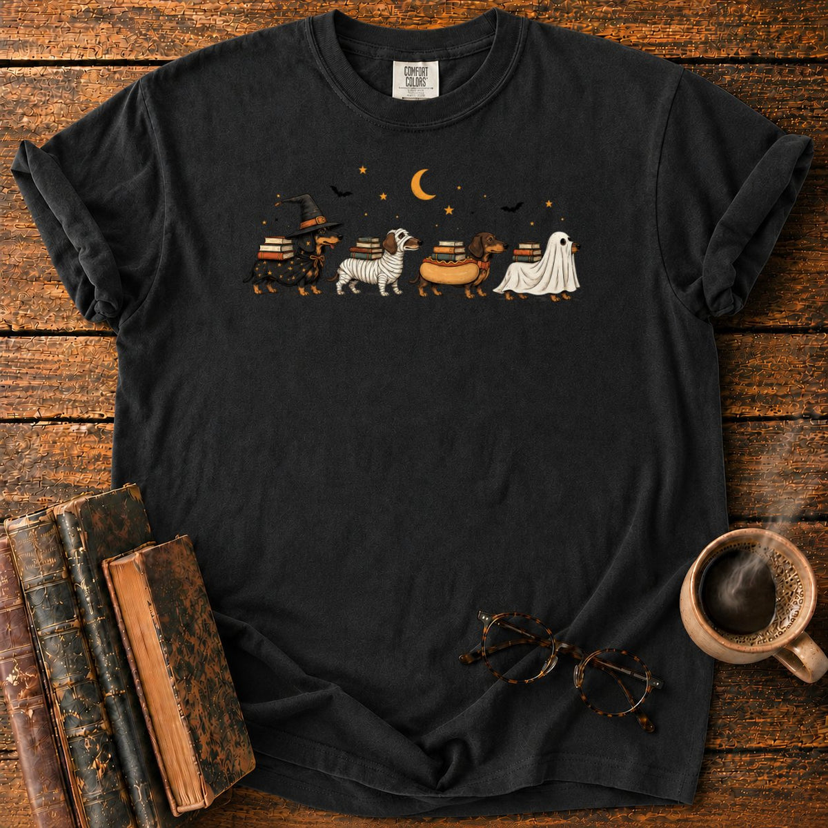 Halloween Dachshund Book Parade T-Shirt in Black – BooksThreads