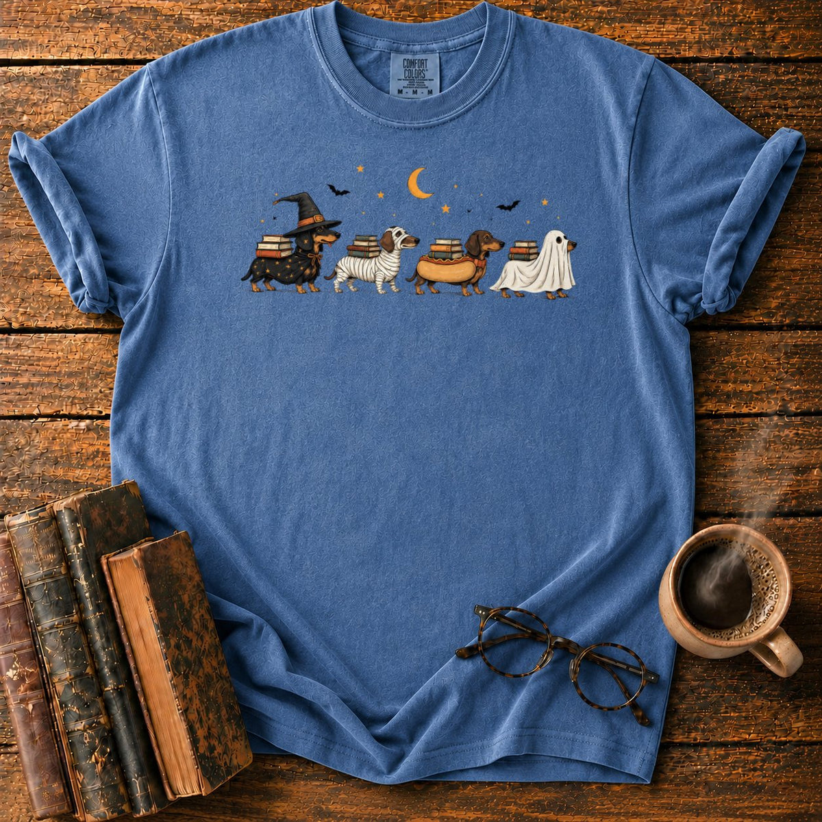 Halloween Dachshund Book Parade T-Shirt in Denim – BooksThreads