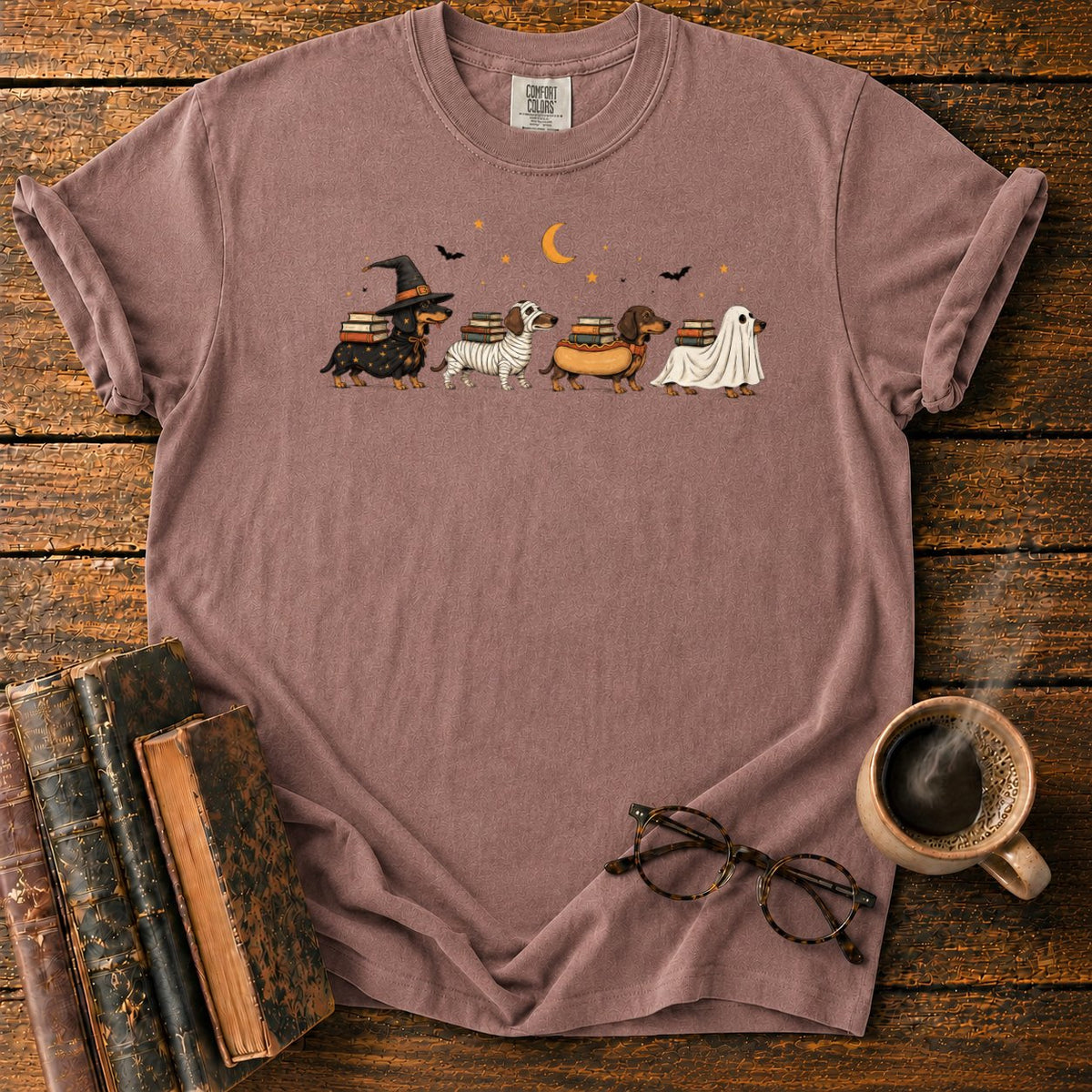 Halloween Dachshund Book Parade T-Shirt in Espresso – BooksThreads