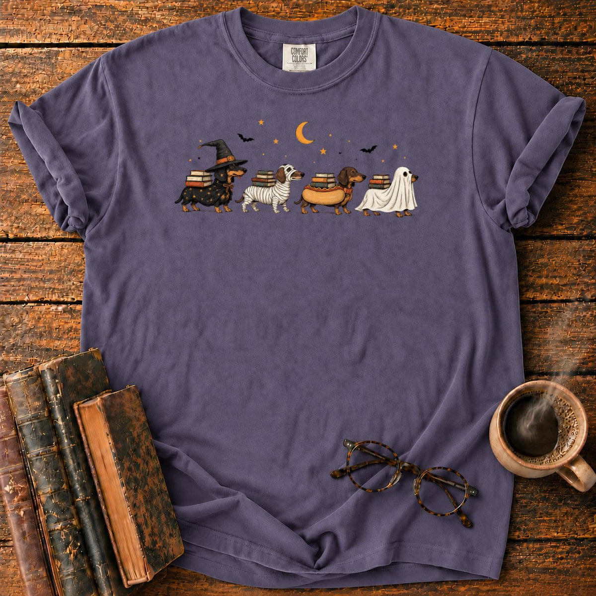 Halloween Dachshund Book Parade T-Shirt in Grape – BooksThreads