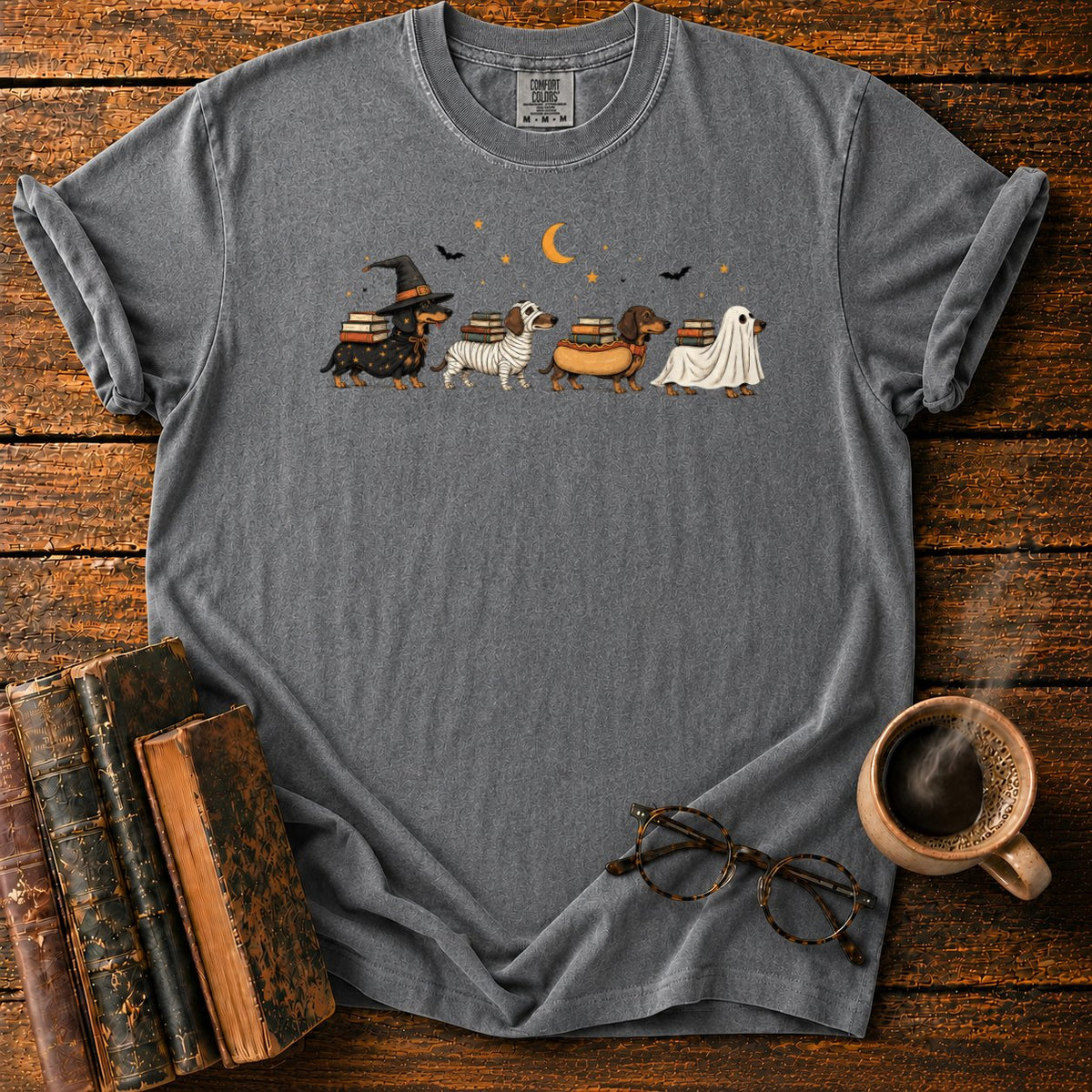 Halloween Dachshund Book Parade T-Shirt in Pepper – BooksThreads