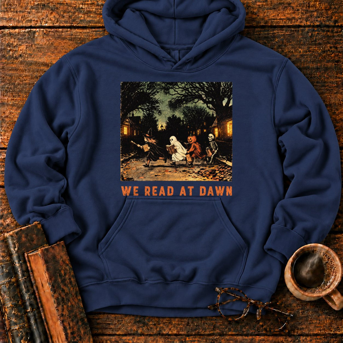 Halloween Readers At Dawn Hoodie in Navy – BooksThreads
