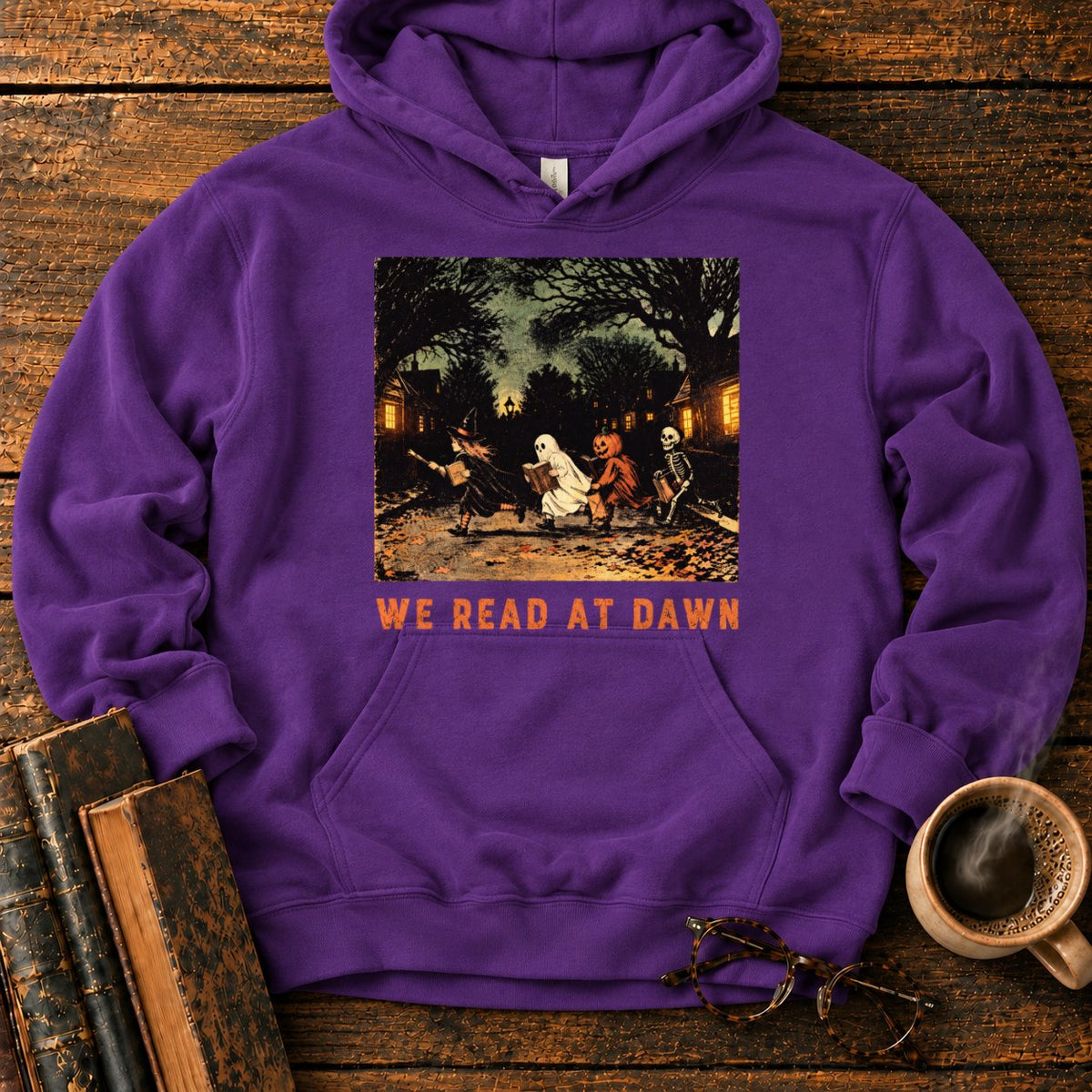 Halloween Readers At Dawn Hoodie in Purple – BooksThreads