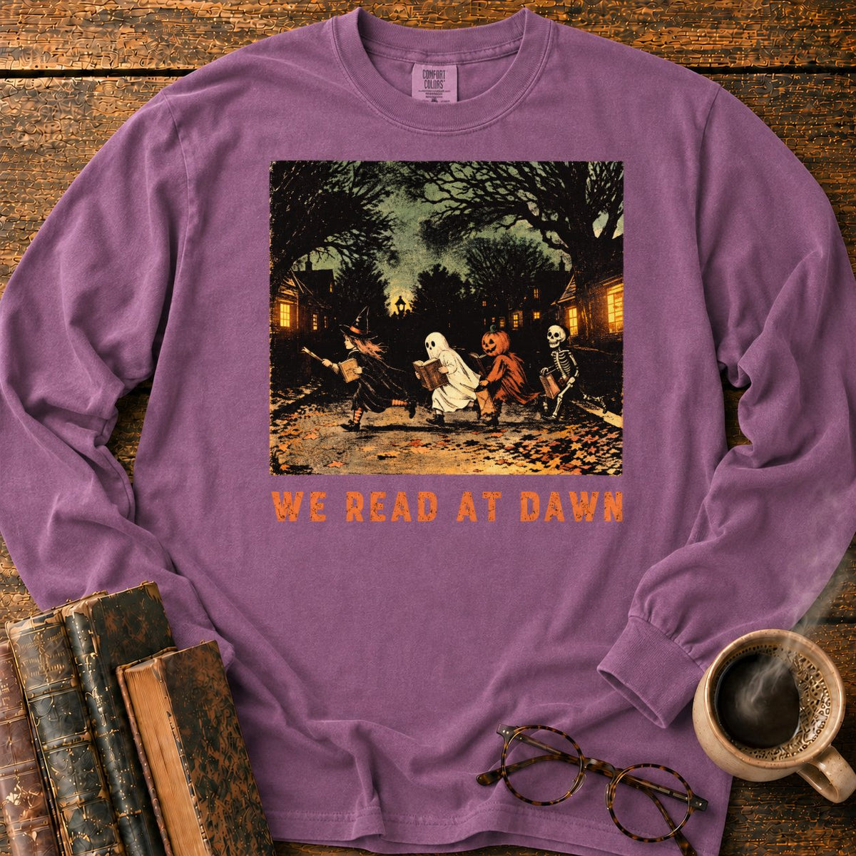 Halloween Readers At Dawn LS T-Shirt in Berry – BooksThreads