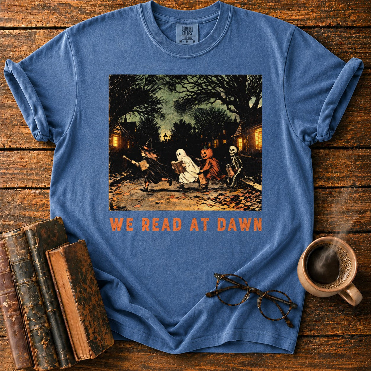 Halloween Readers At Dawn T-Shirt in Denim – BooksThreads