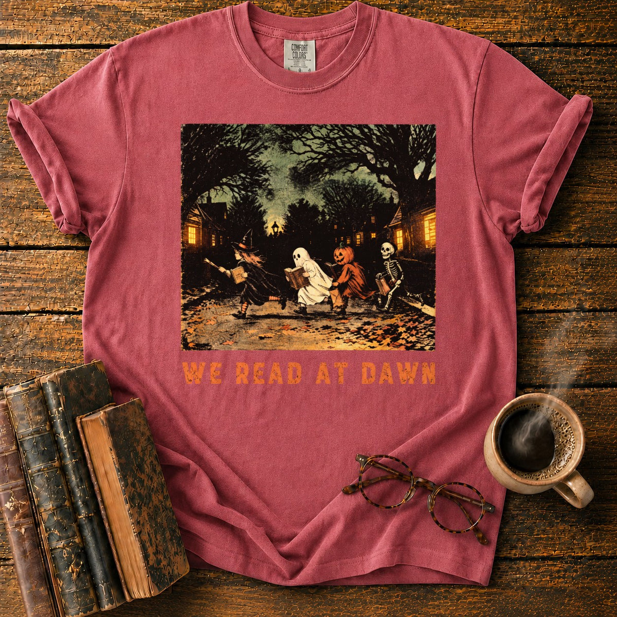 Halloween Readers At Dawn T-Shirt in Watermelon – BooksThreads