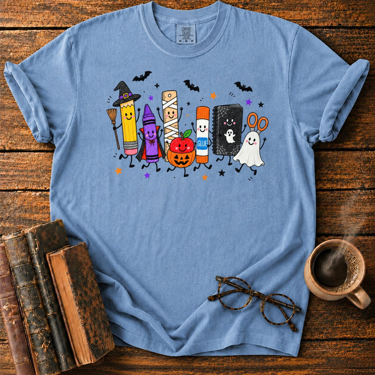 Halloween Stationery Parade T-Shirt in Blue Jean – BooksThreads