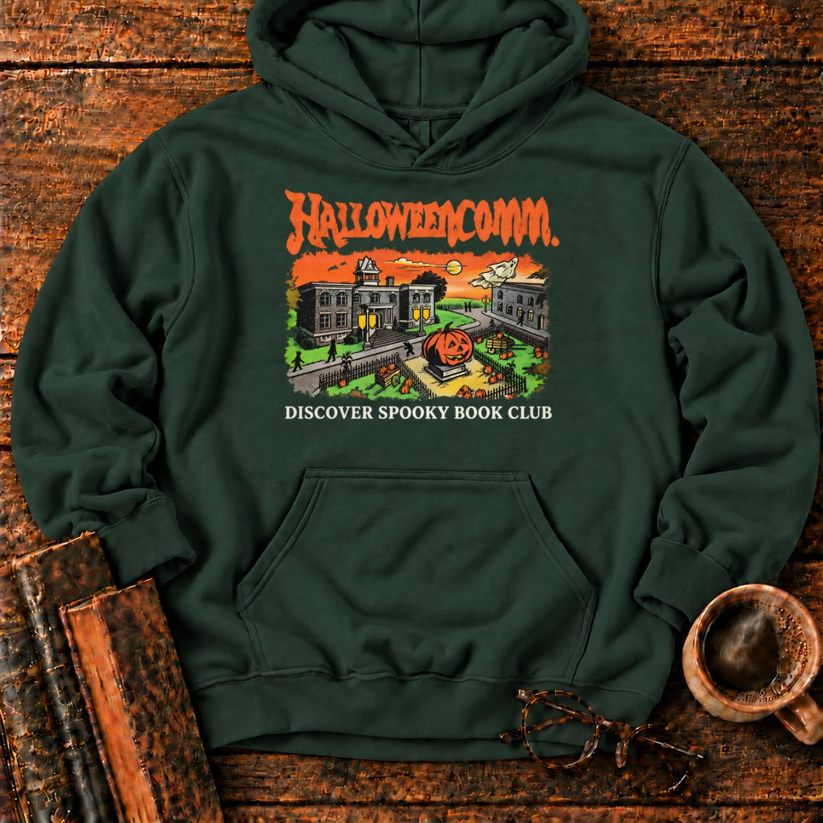 Halloweencomm Spooky Book Club Hoodie in Forest Green – BooksThreads
