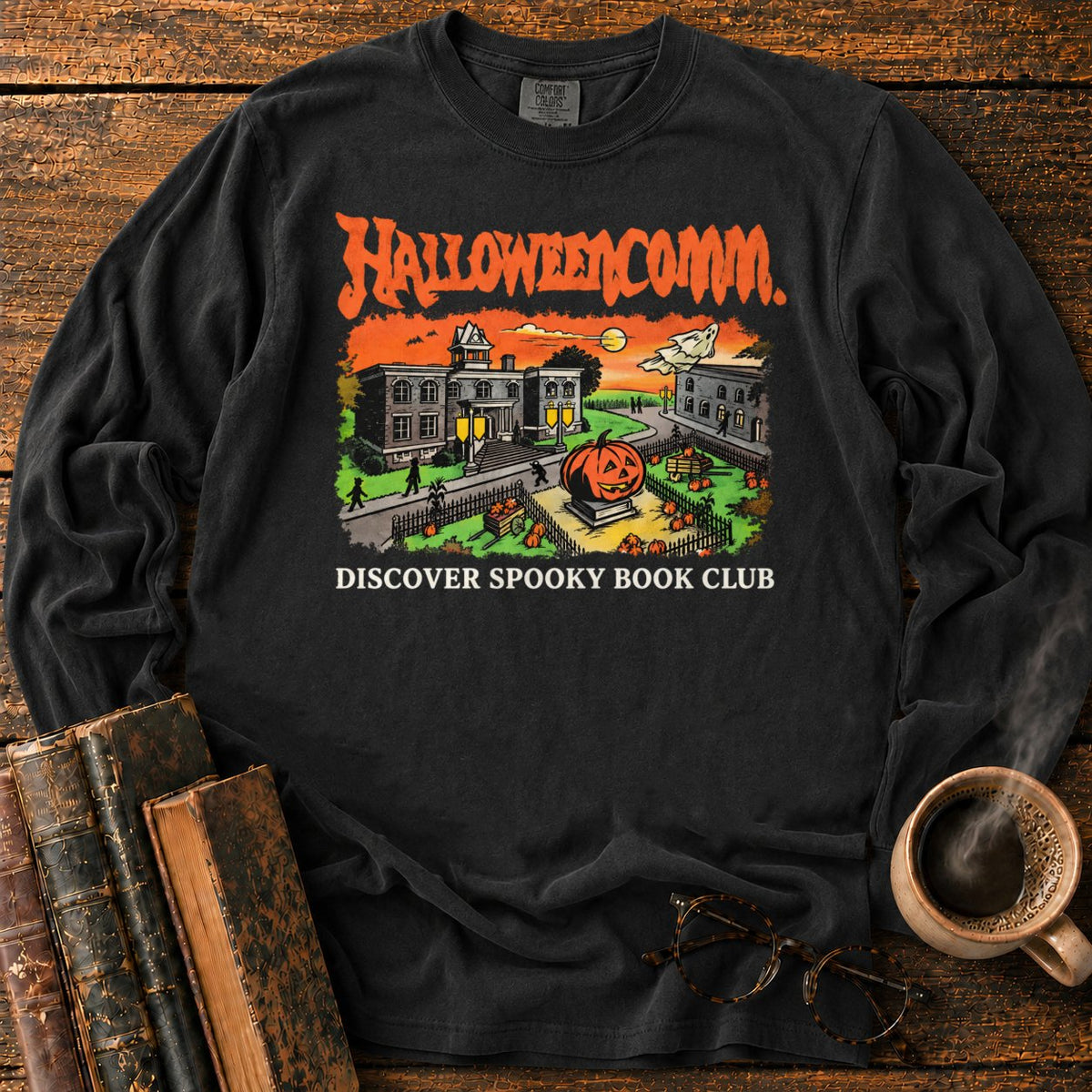 Halloweencomm Spooky Book Club LS T-Shirt in Black – BooksThreads