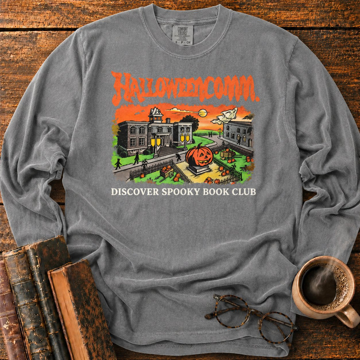 Halloweencomm Spooky Book Club LS T-Shirt in Pepper – BooksThreads