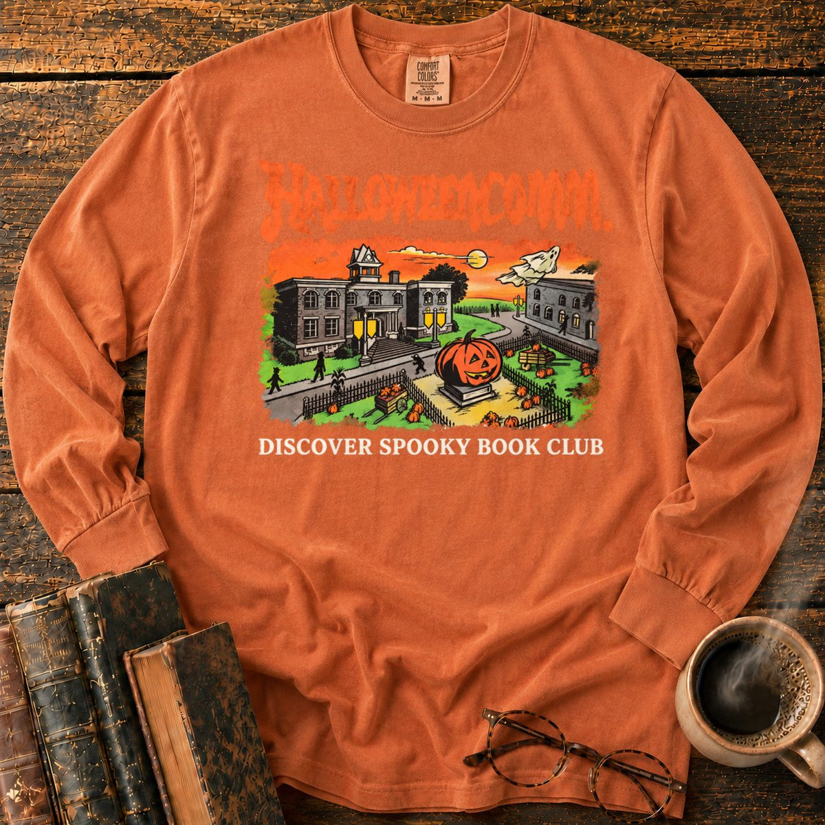 Halloweencomm Spooky Book Club LS T-Shirt in Yam – BooksThreads