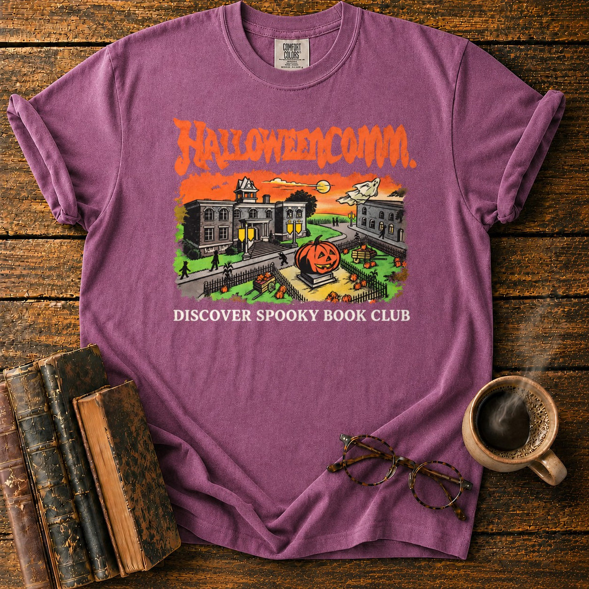 Halloweencomm Spooky Book Club T-Shirt in Berry – BooksThreads