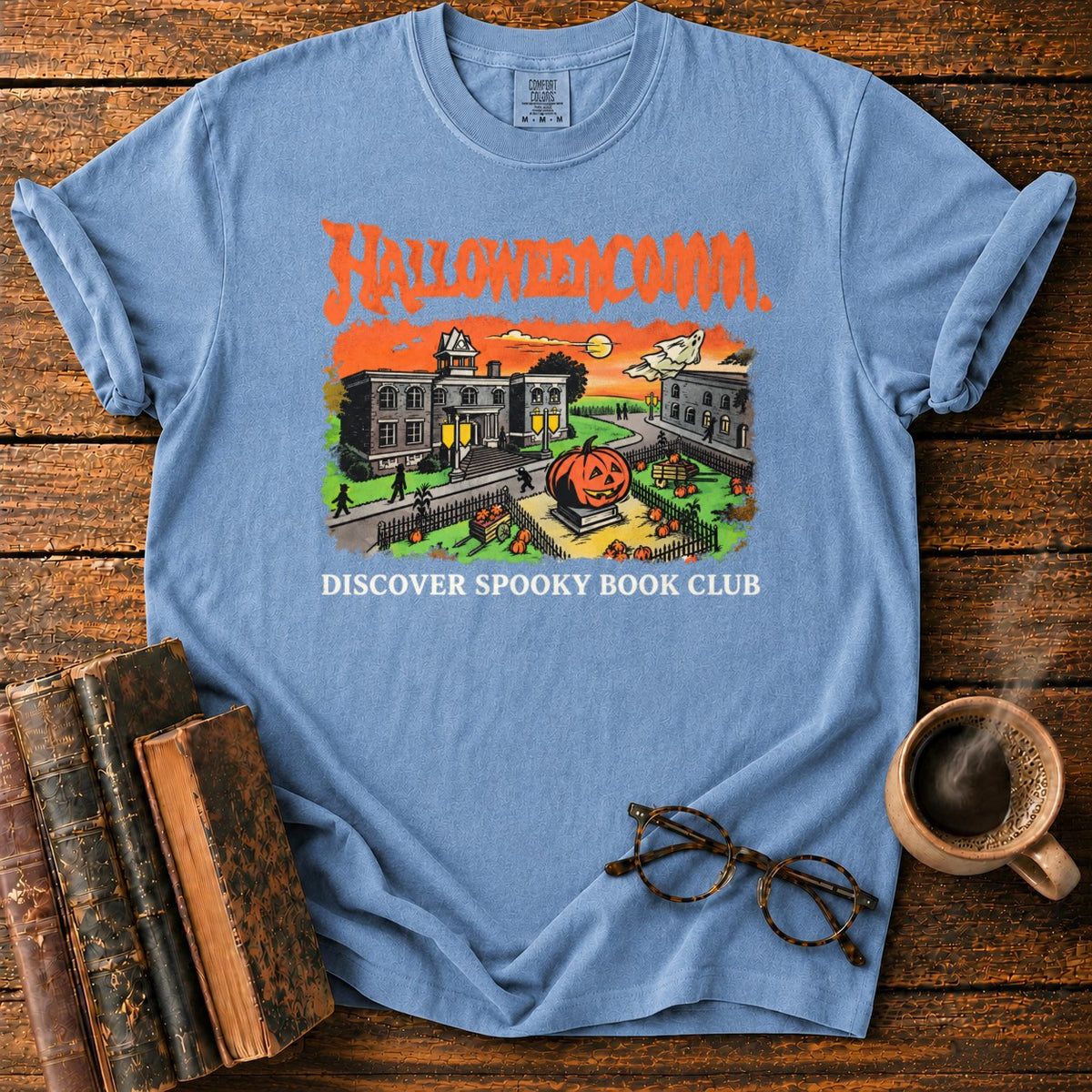 Halloweencomm Spooky Book Club T-Shirt in Blue Jean – BooksThreads