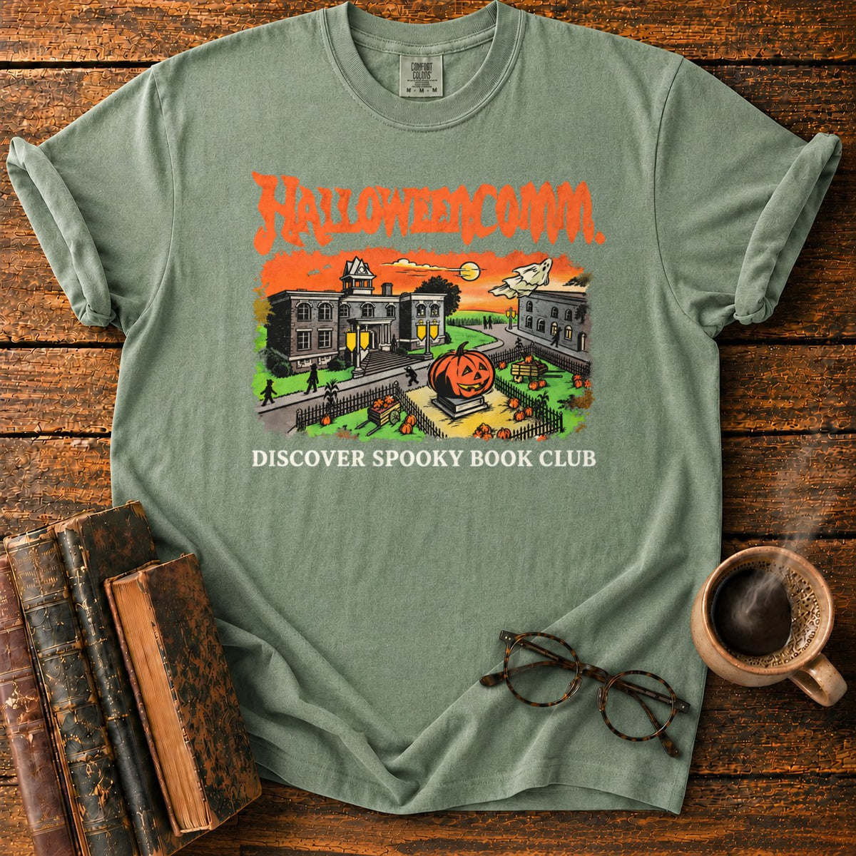 Halloweencomm Spooky Book Club T-Shirt in Moss – BooksThreads