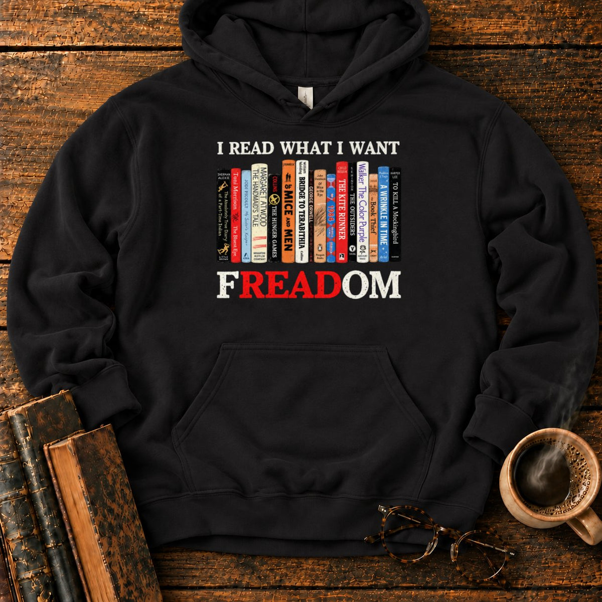 I Read What I Want Freadom Hoodie in Black – BooksThreads