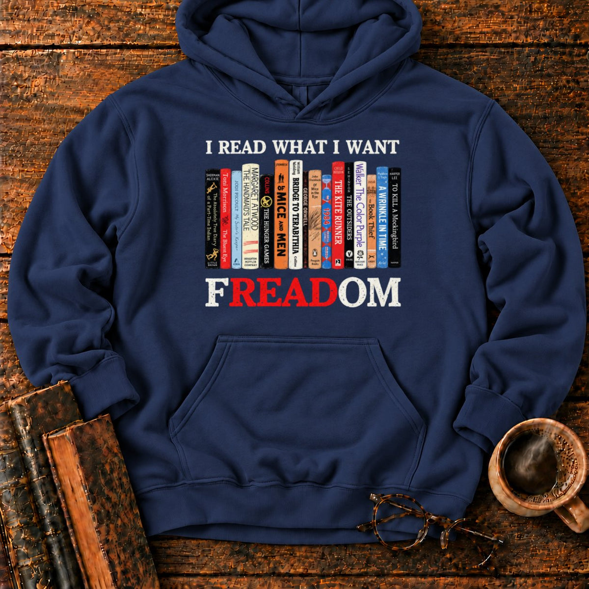 I Read What I Want Freadom Hoodie in Navy – BooksThreads