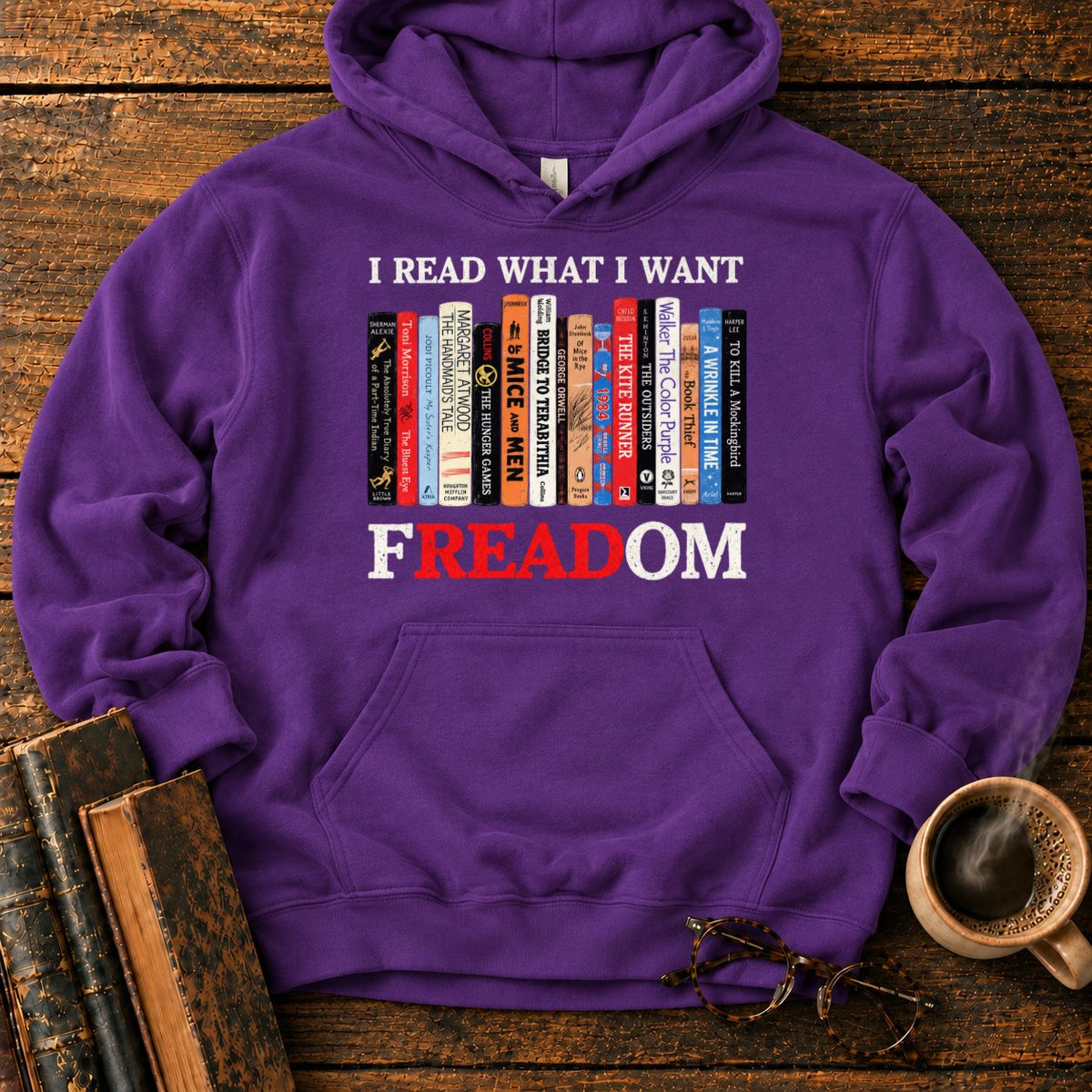 I Read What I Want Freadom Hoodie in Purple – BooksThreads