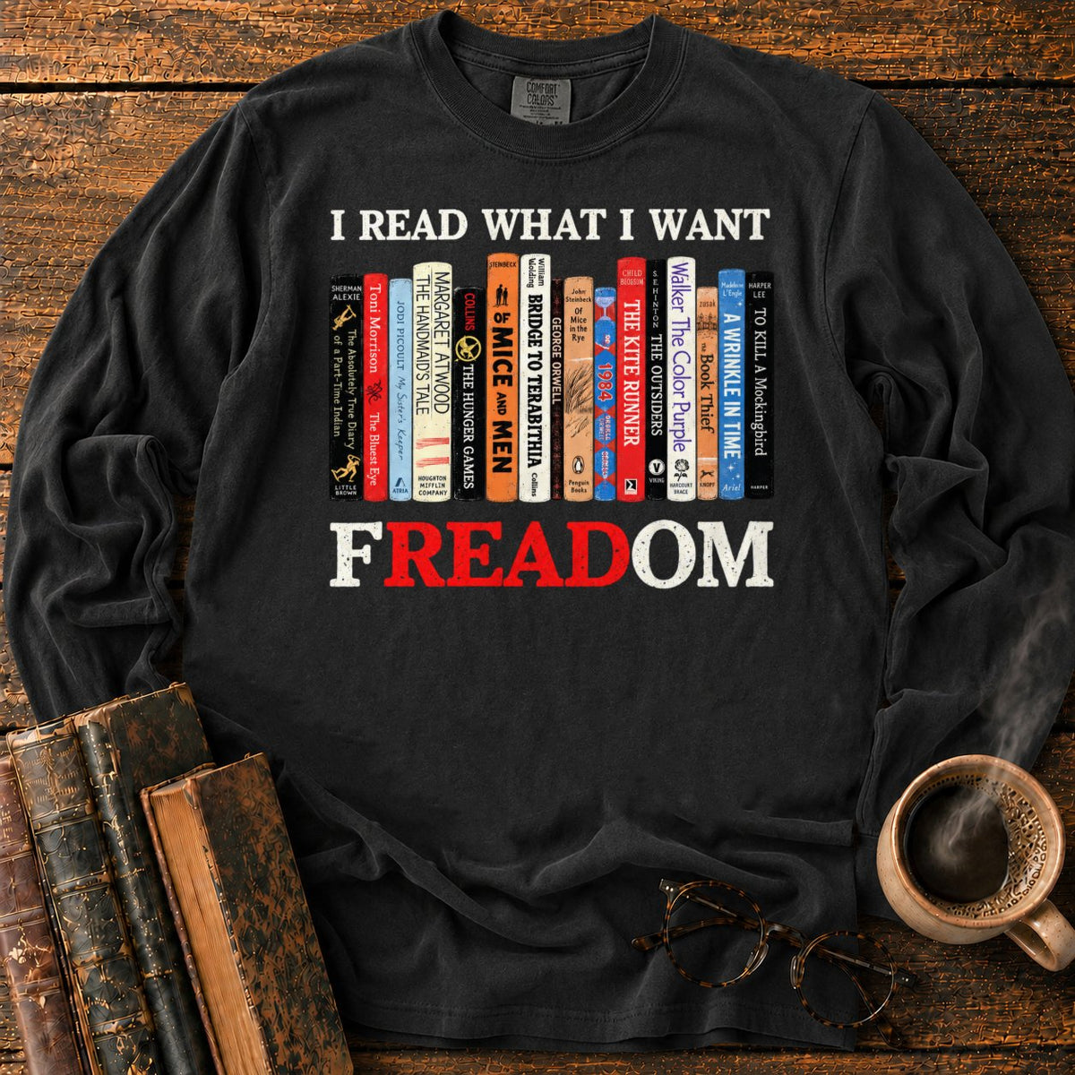I Read What I Want Freadom LS T-Shirt in Black – BooksThreads