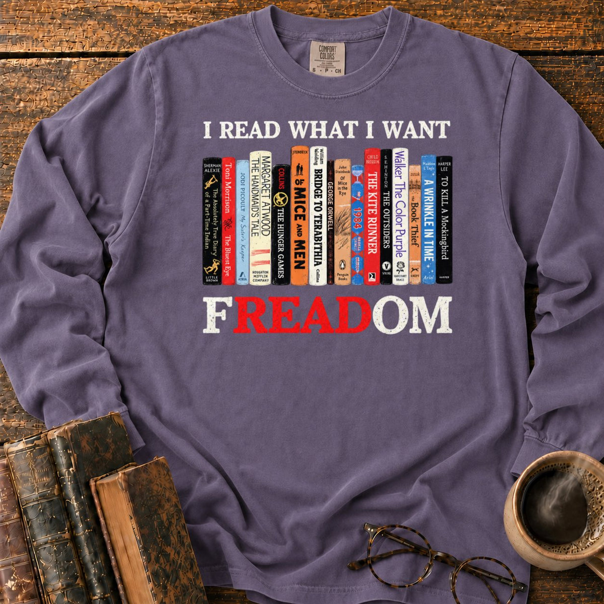 I Read What I Want Freadom LS T-Shirt in Grape – BooksThreads