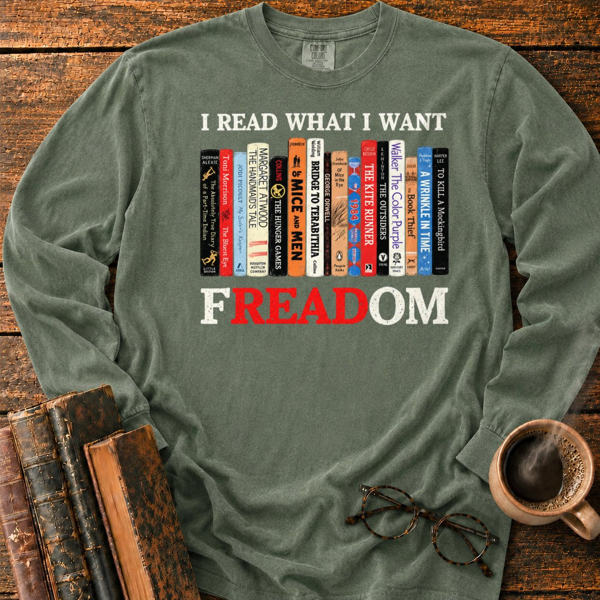 I Read What I Want Freadom LS T-Shirt in Hemp – BooksThreads