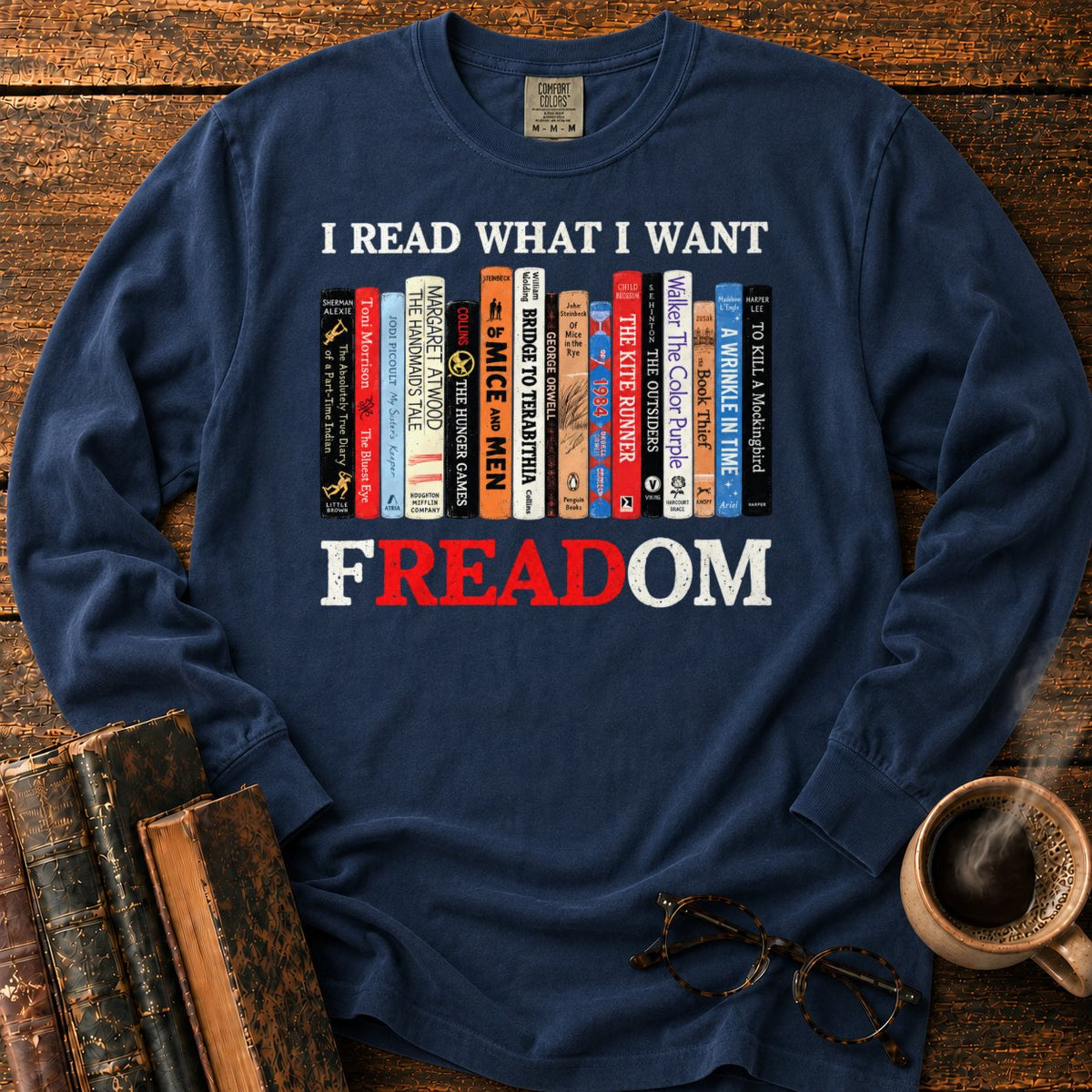 I Read What I Want Freadom LS T-Shirt in Midnight – BooksThreads