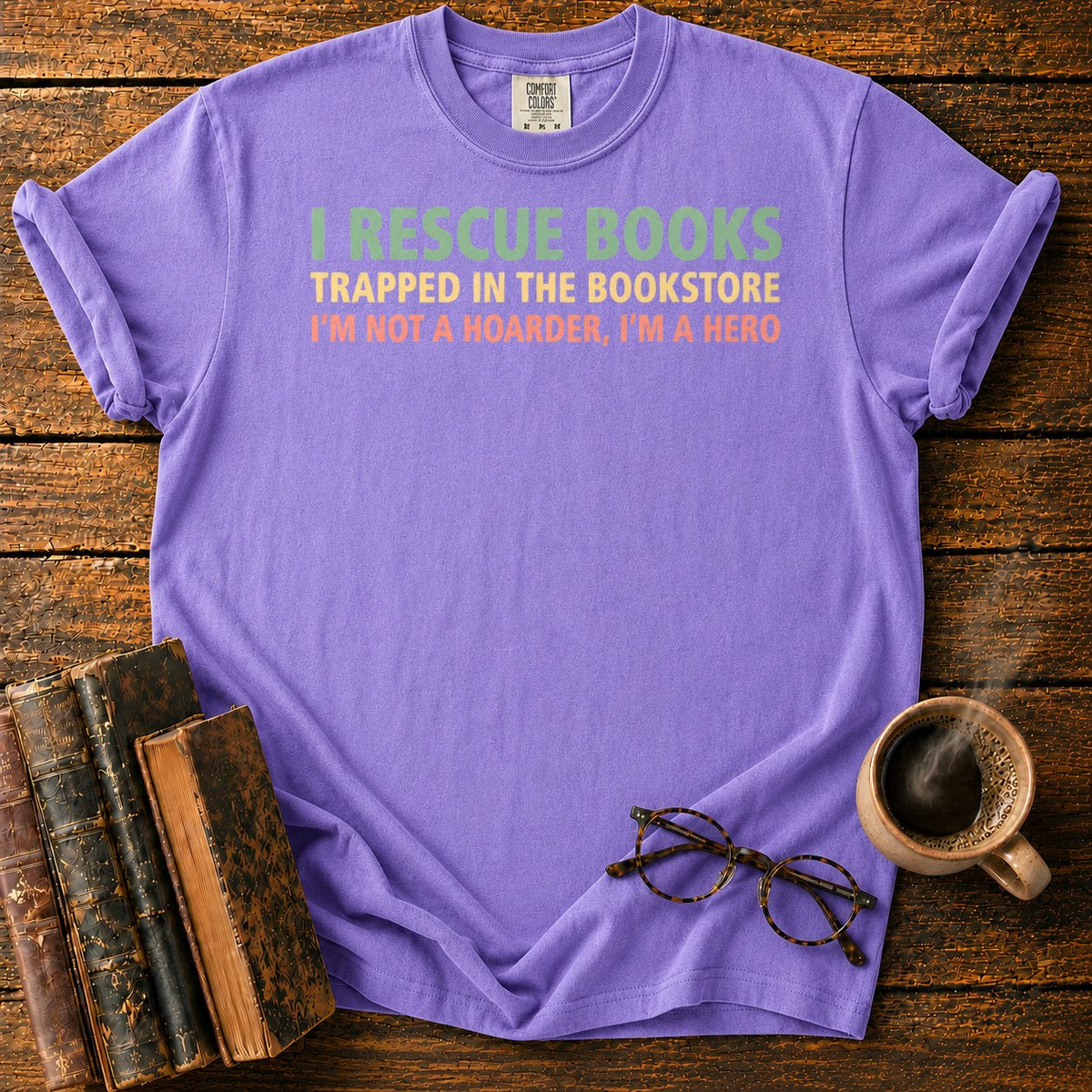 I Rescue Books T-Shirt in Violet – BooksThreads