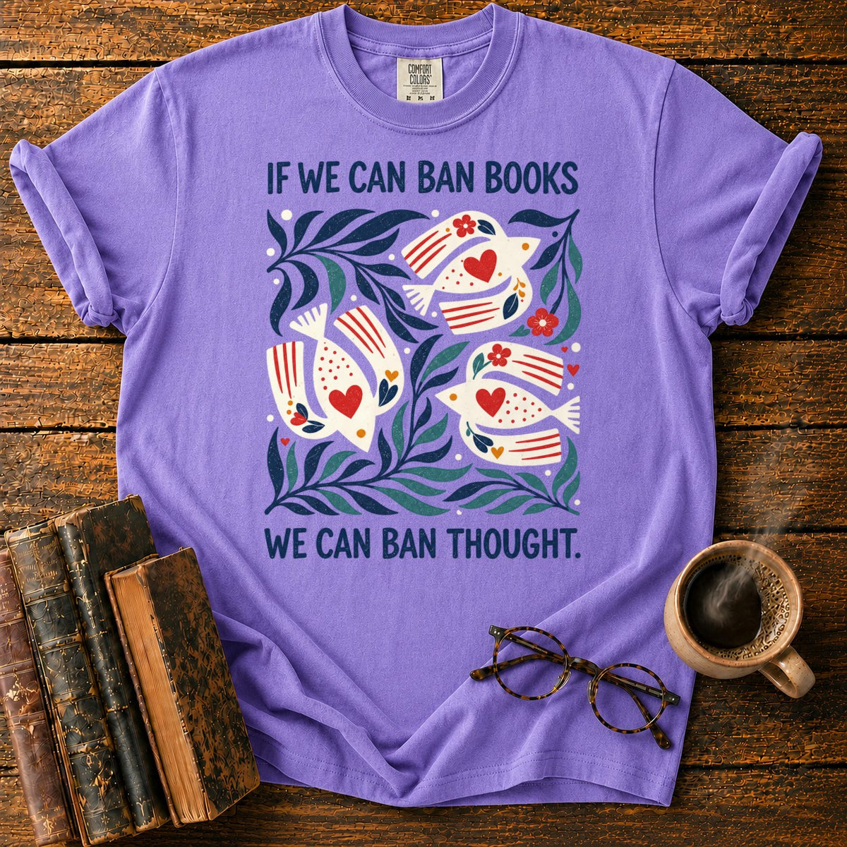If We Can Ban Books T-Shirt in Violet – BooksThreads