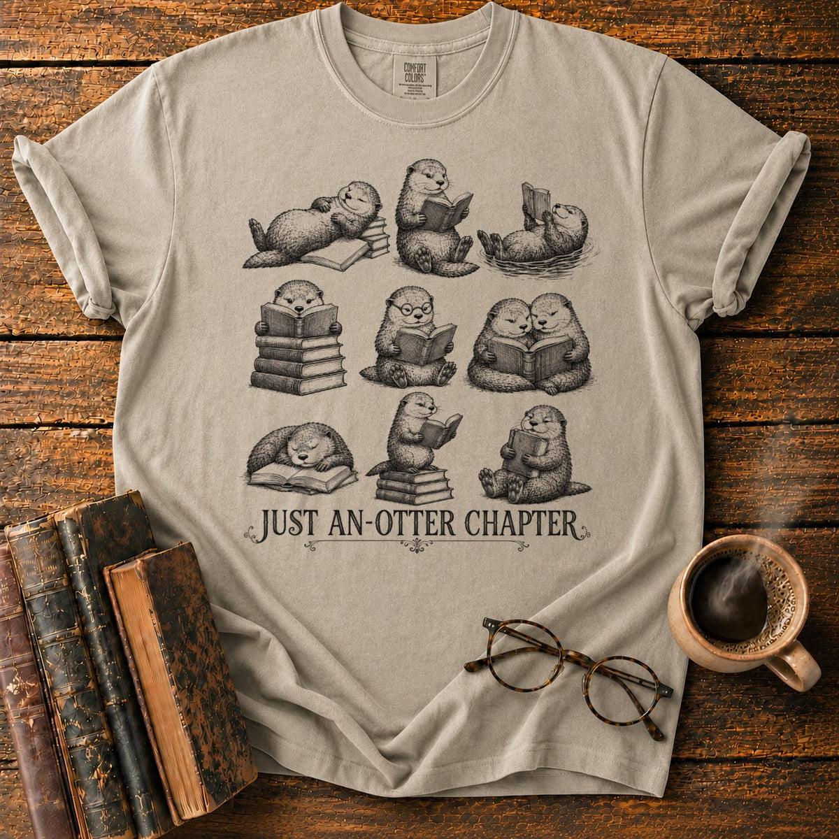 Just An Otter Chapter T-Shirt in Khaki – BooksThreads