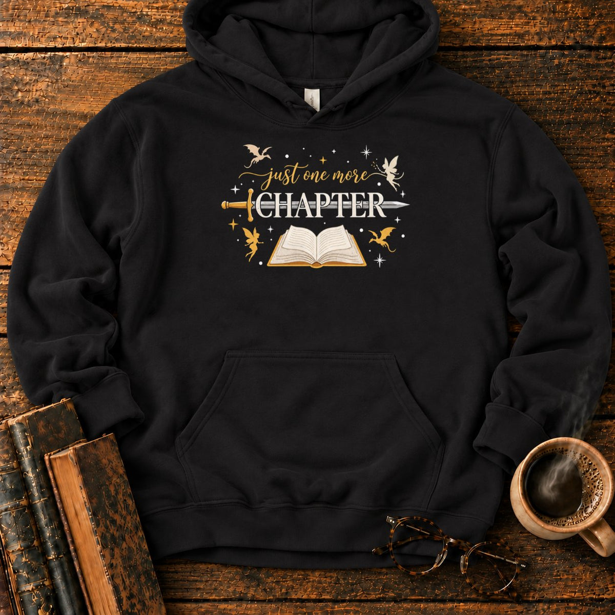Just One More Chapter Hoodie in Black – BooksThreads