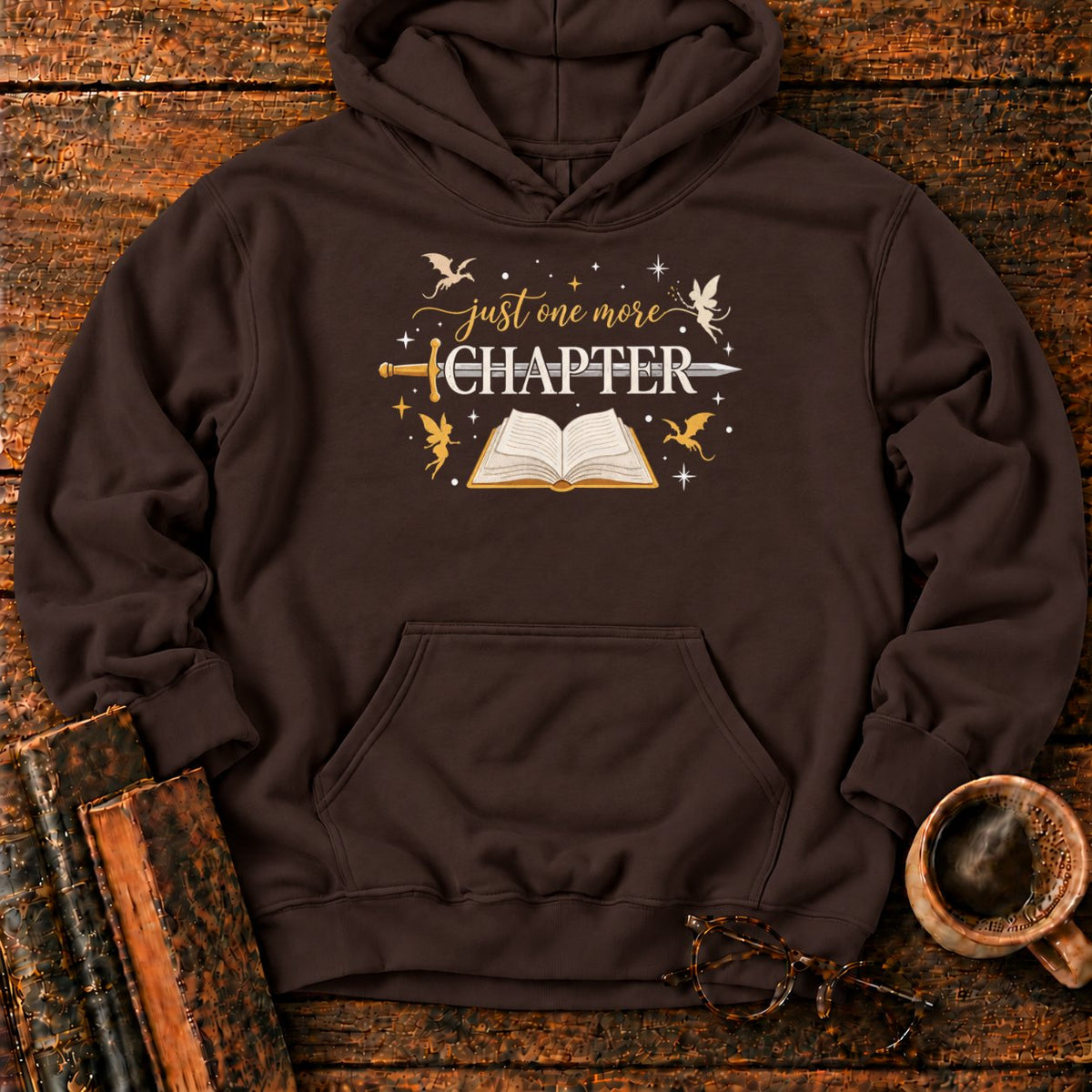 Just One More Chapter Hoodie in Dark Chocolate – BooksThreads