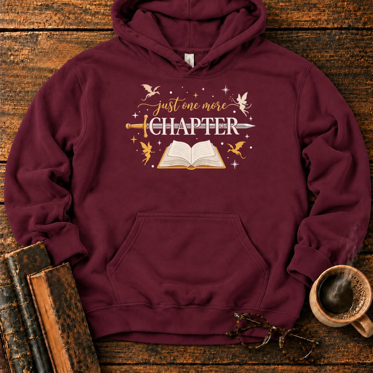 Just One More Chapter Hoodie in Maroon – BooksThreads